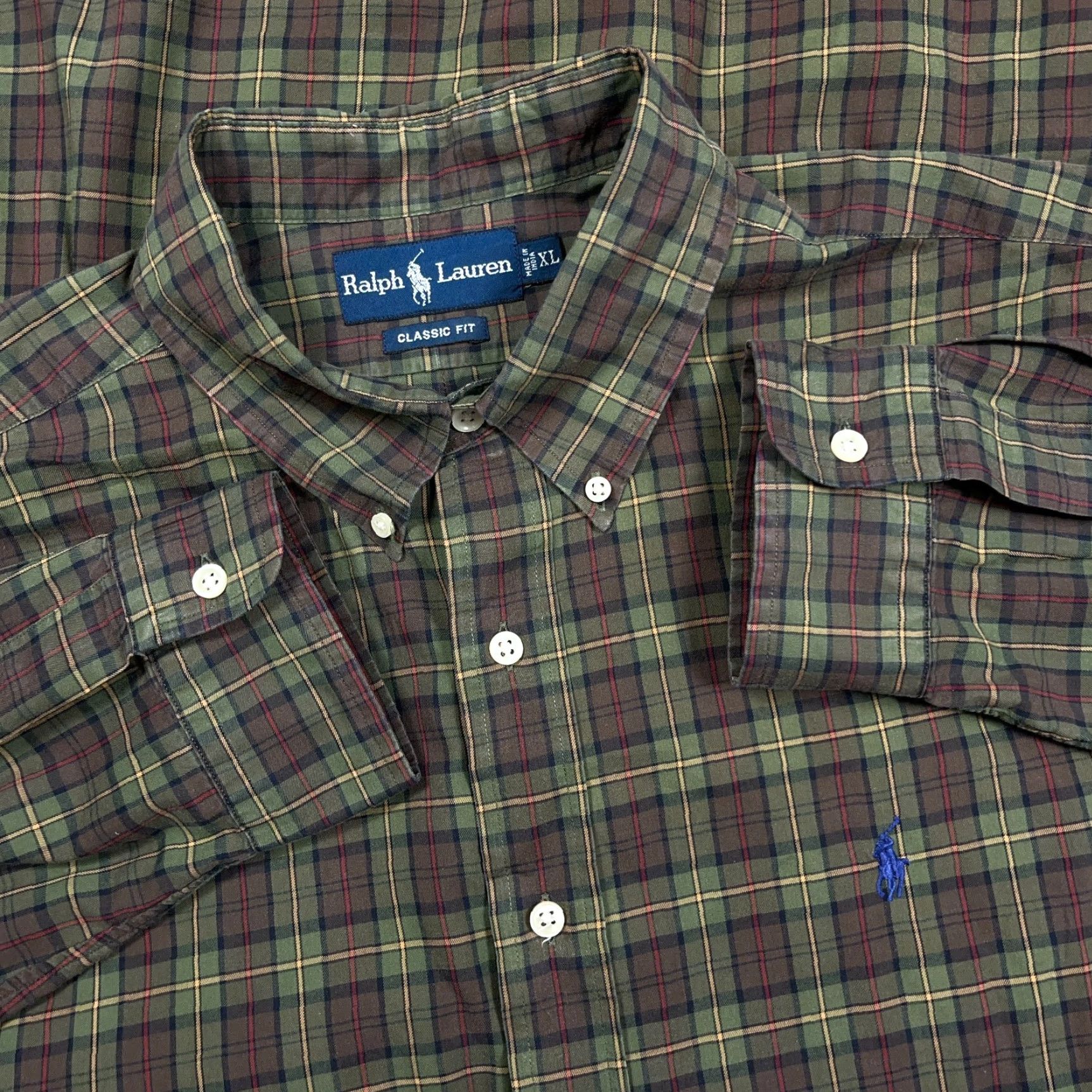Ralph Lauren Ralph Lauren Shirt Men XL Olive Green Plaid Classic Fit Button Up Pony Colorful, Preppy, Modern Mens XXL? Size US XL / EU 56 / 4 - 2 Thumbnail