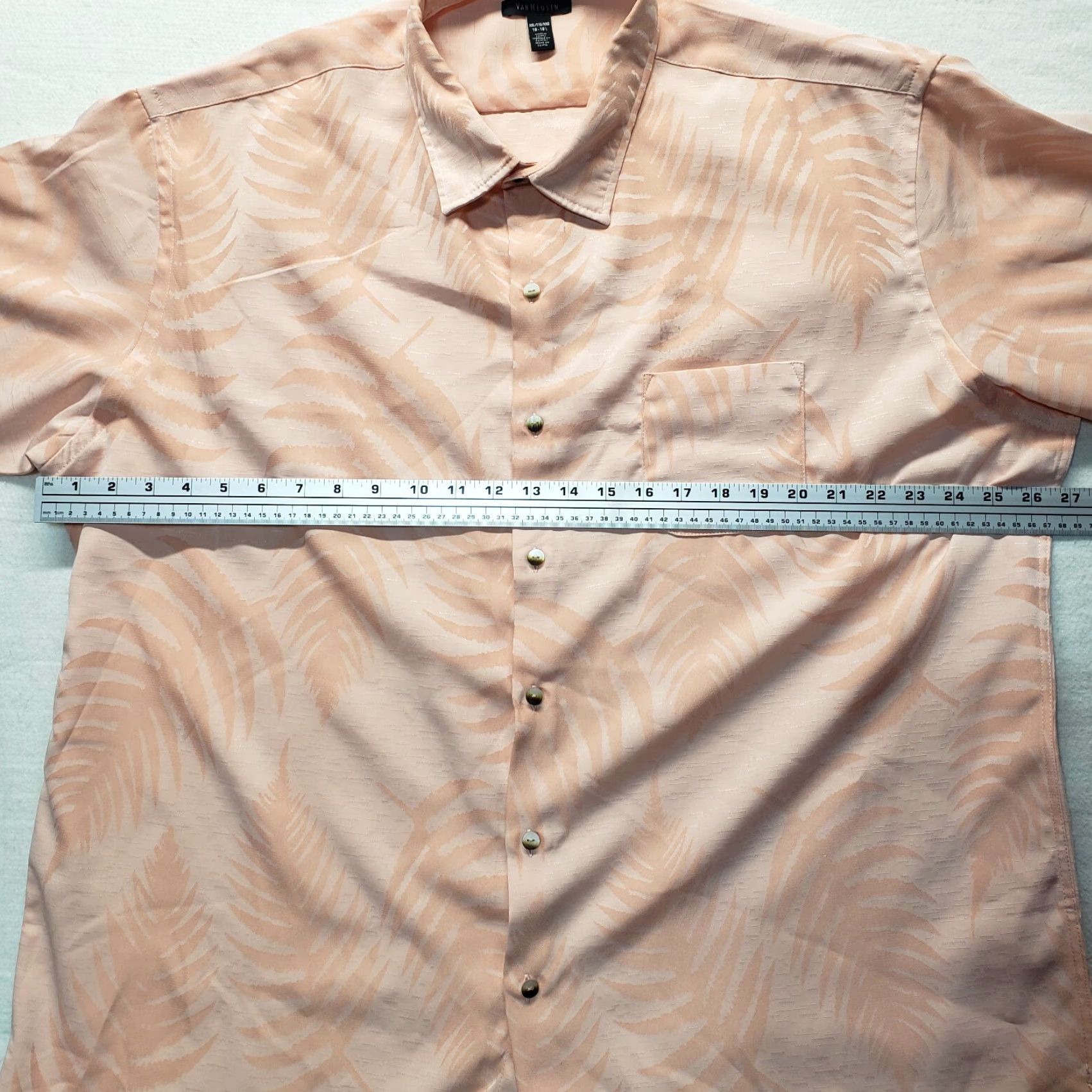 Van Heusen Van Heusen Shirt Men 2XL Pink Hawaiian Button-Up Short Sleeve Collared 18 18.5 Adult Regular Size US XXL / EU 58 / 5 - 4 Thumbnail