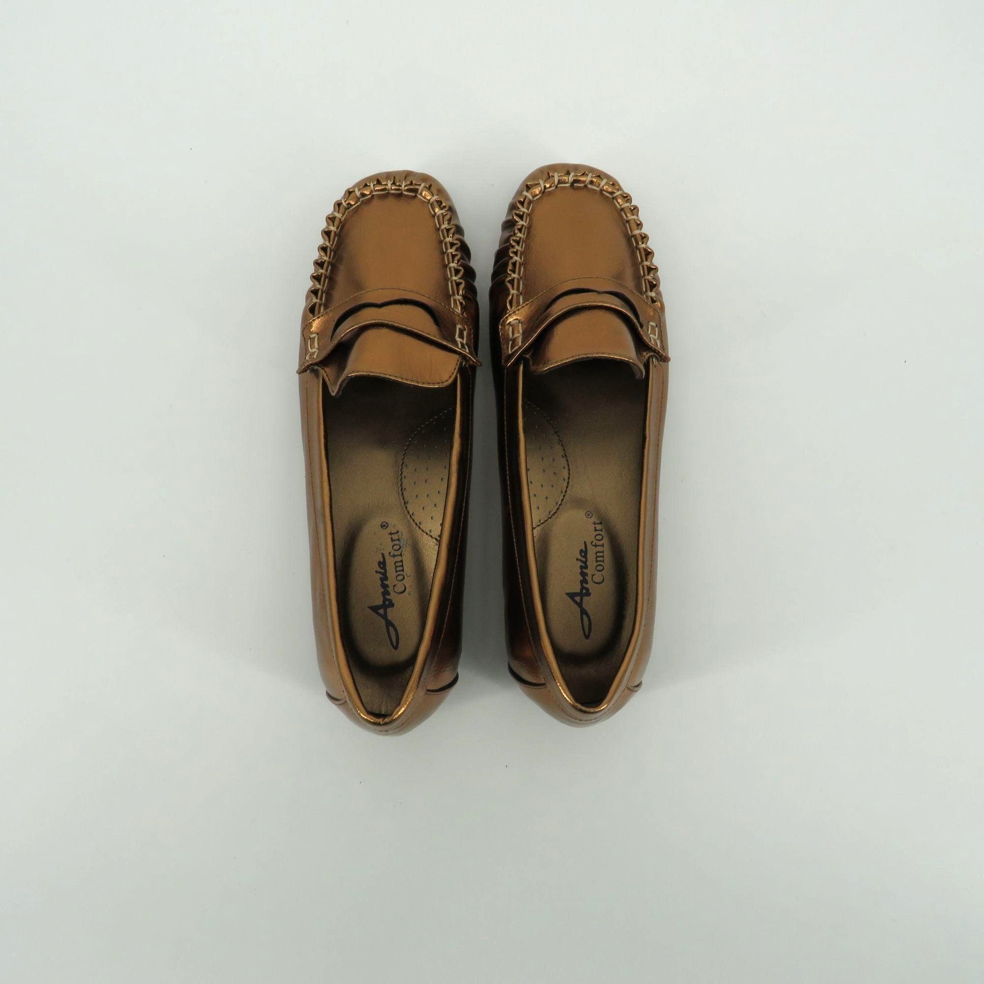 Other Annie Shoes Women's Metallic Bronze Loafers Size 6 Comfort S Size US 6 / IT 36 - 3 Thumbnail
