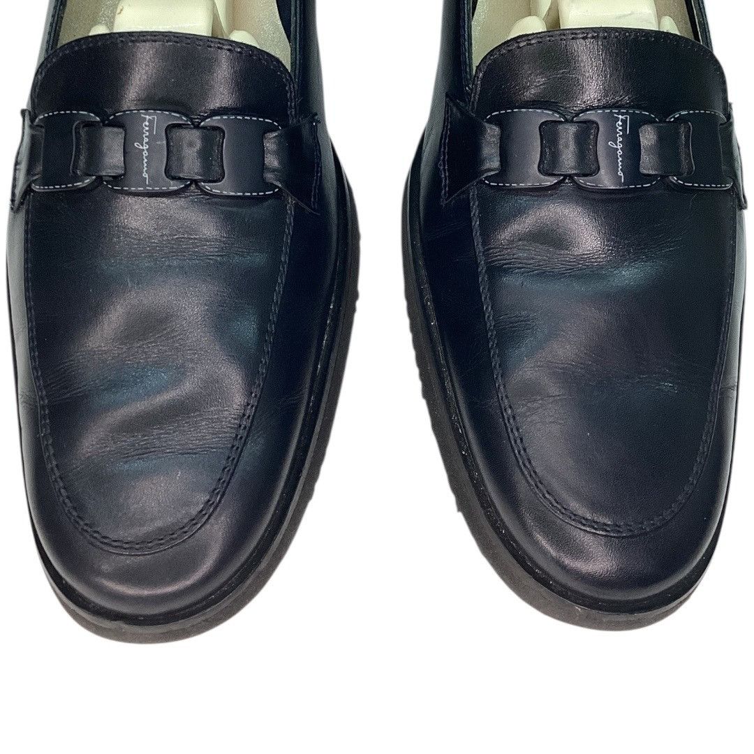 Salvatore Ferragamo Salvatore Ferragamo Navy Leather Loafers w/ Ferragamo logo b Size US 10 / IT 40 - 6 Thumbnail