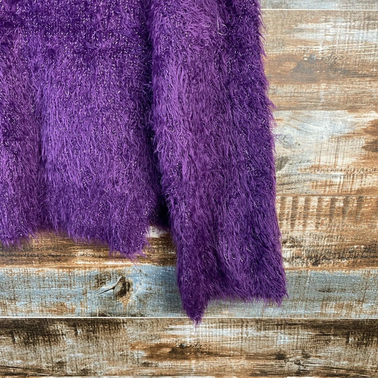 Japanese Brand DL Kastane Purple Mohair fur shaggy Knitwear #C1098 Size M / US 6-8 / IT 42-44 - 16 Thumbnail
