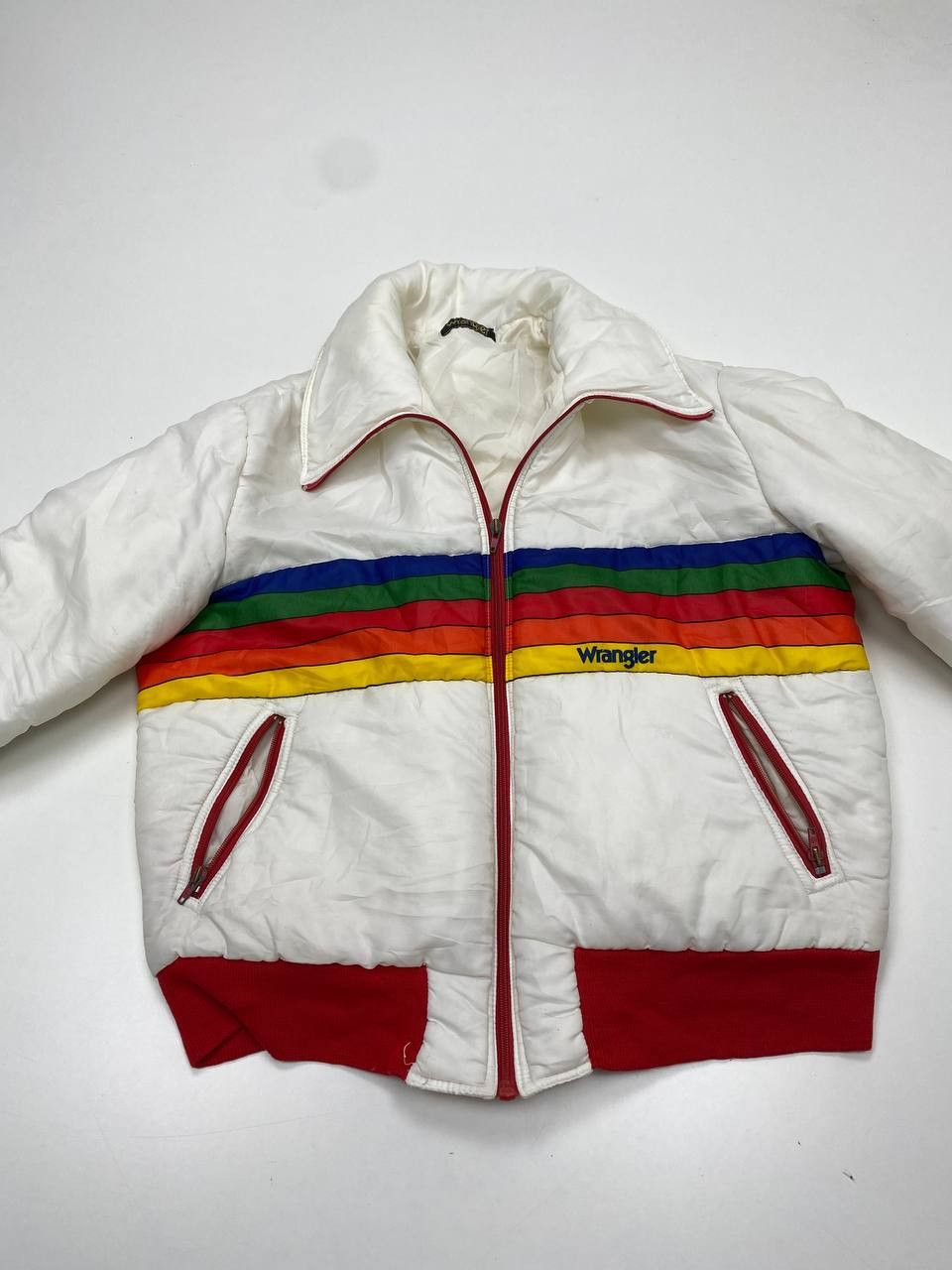 Wrangler Wrangler White Rainbow Vintage Puffer Jacket 80s Women S-M Size S / US 4 / IT 40 - 2 Thumbnail