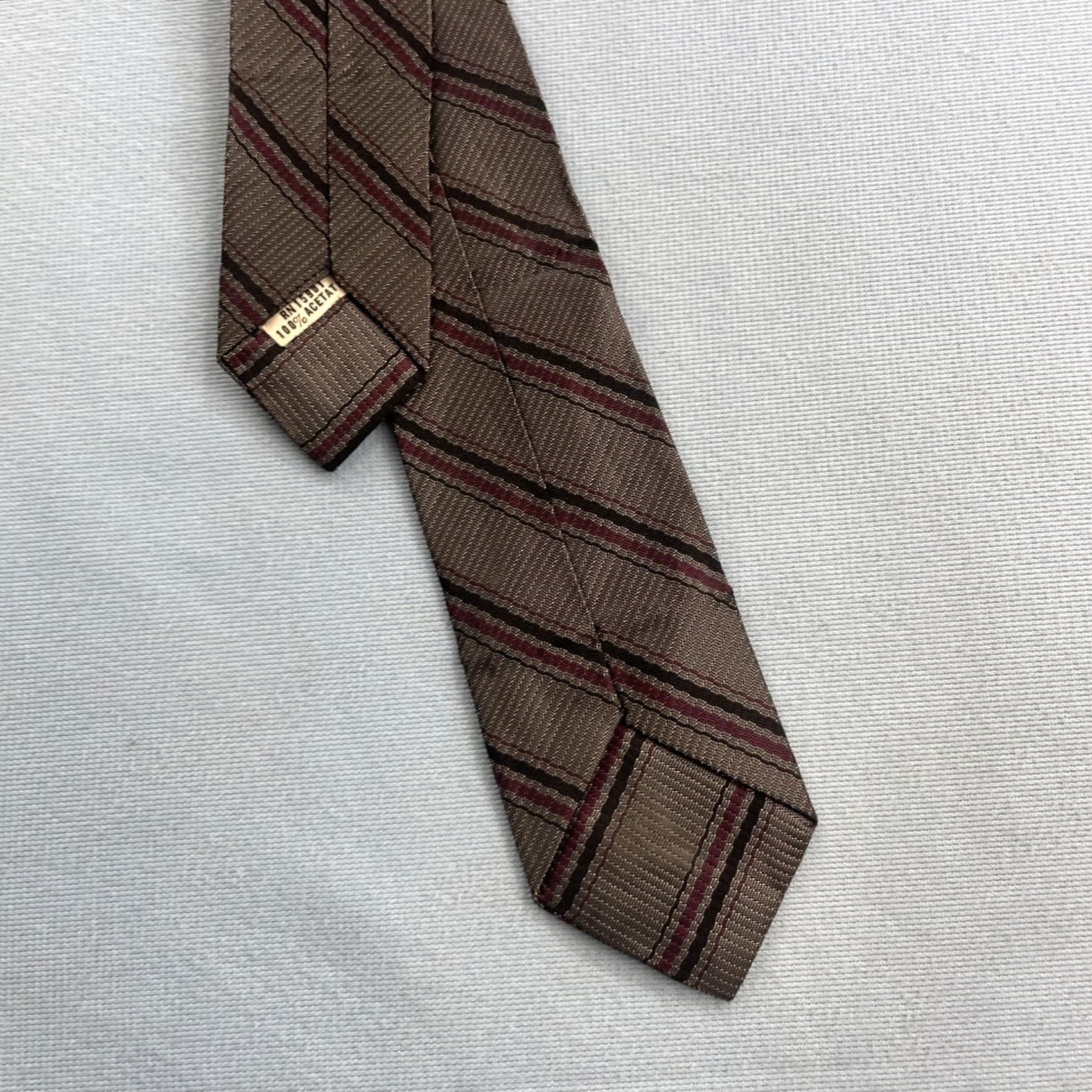 MCM VINTAGE Tie Repp Tie Skinny Woven MCM Stripe Gray Red Black Slim Tie 2x54 Neckwear Men One Size Gray Red Black Multi 1960s Capsule Necktie Size ONE SIZE - 4 Thumbnail