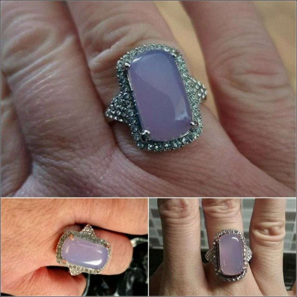 Designer Large Taro Purple Gemstone Elegant Silver Ring - Size 6 Size ONE SIZE - 6 Thumbnail