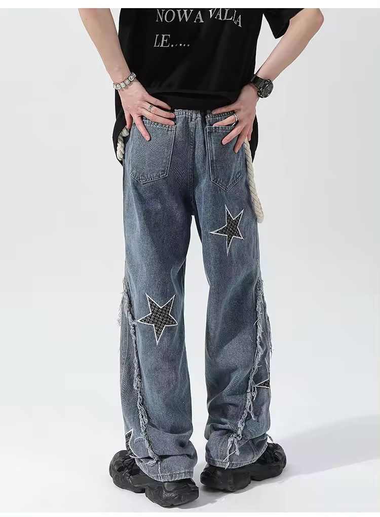 Japanese Brand × Jean Star Patch Distressed Jean Size US 32 / EU 48 - 3 Thumbnail