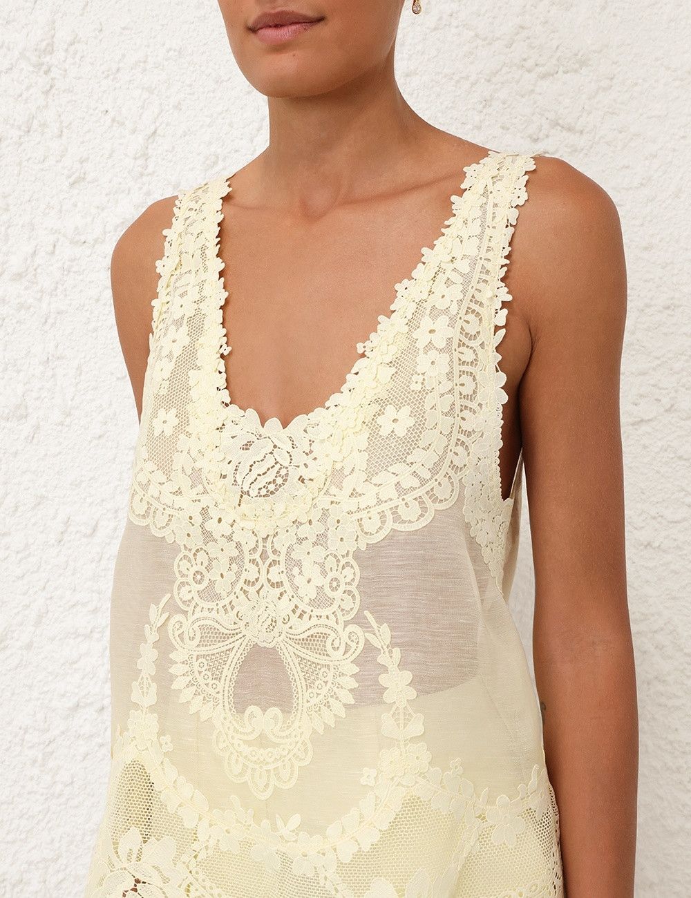 Zimmermann oc11z0525 Lace Patch Tank Top in Off White Size M / US 6-8 / IT 42-44 - 5 Thumbnail