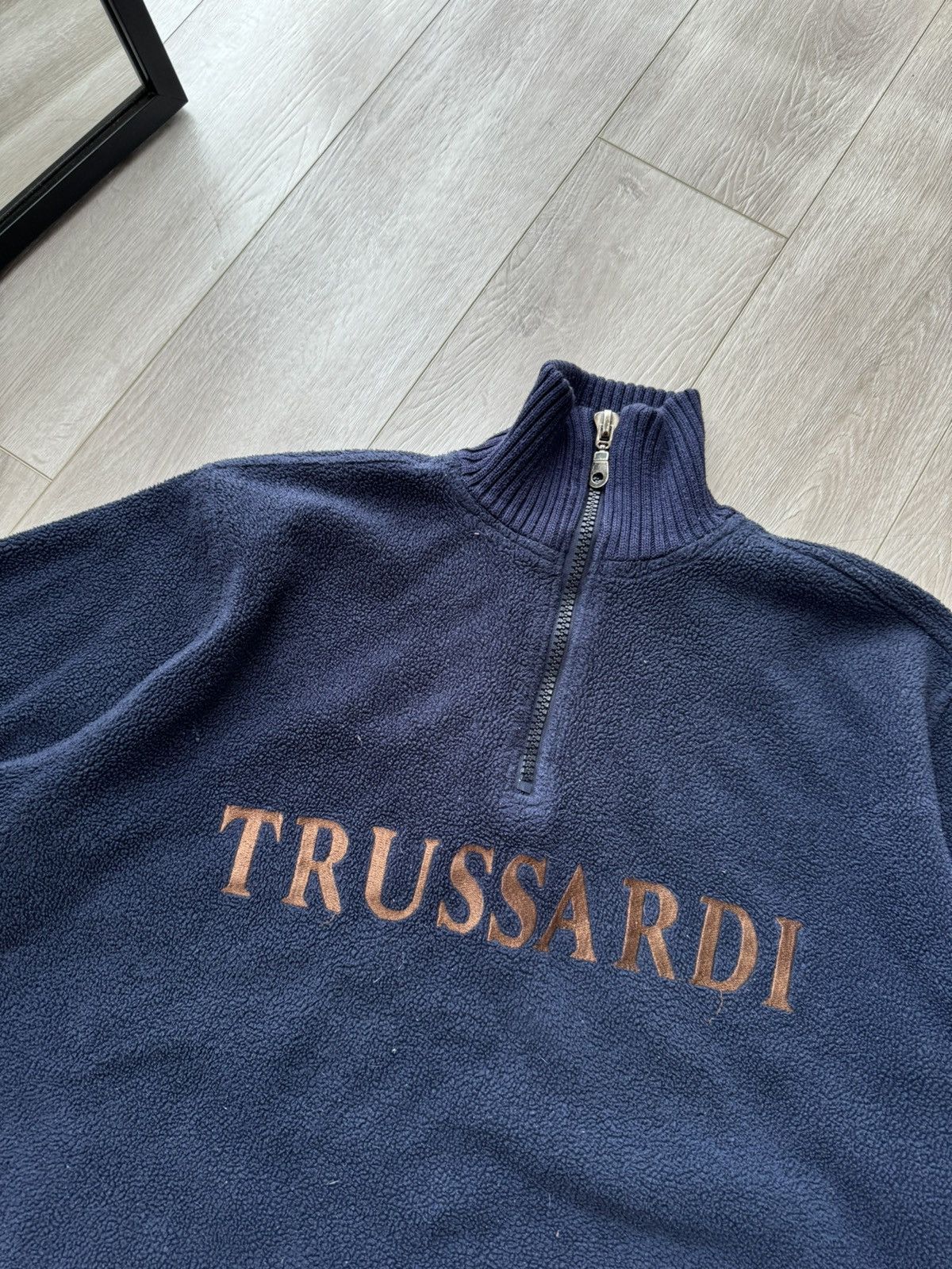 Trussardi × Vintage Vintage Made in Italy Trussardi Fleece Jacket Size US XL / EU 56 / 4 - 4 Thumbnail