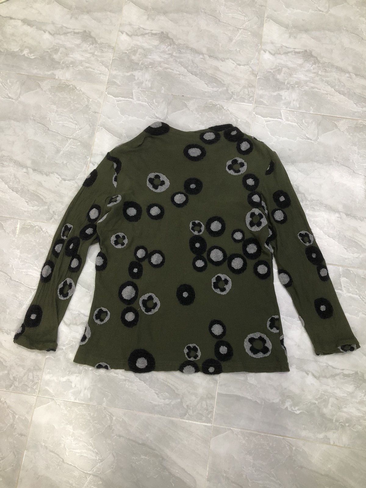 Japanese Brand En Cloche Olive Circle Pattern Long Sleeve Top Size S / US 4 / IT 40 - 12 Thumbnail