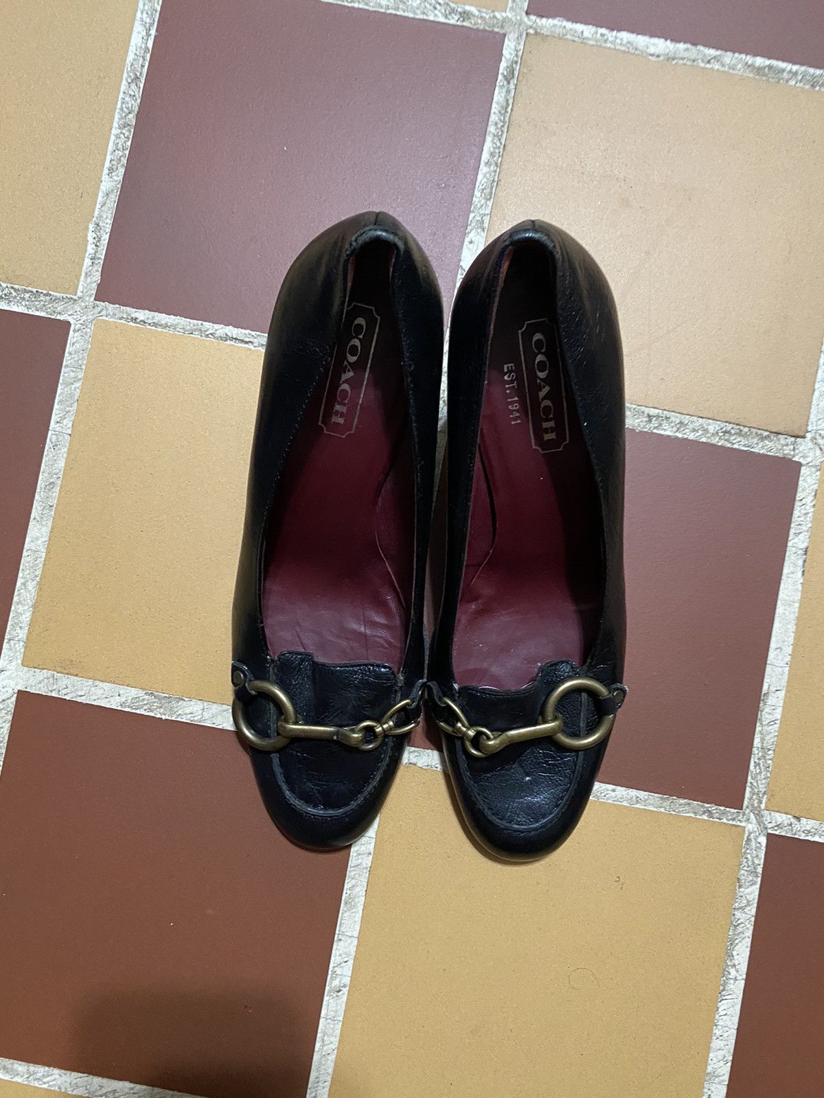Coach Vintage Coach Aubry Black Leather Kitten Heel Loafers 6D Size US 6 / IT 36 - 2 Thumbnail