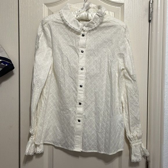Coach Coach Broderie Anglaise Lace Long Sleeve Top Cottagecore Size XS / US 0-2 / IT 36-38 - 3 Thumbnail