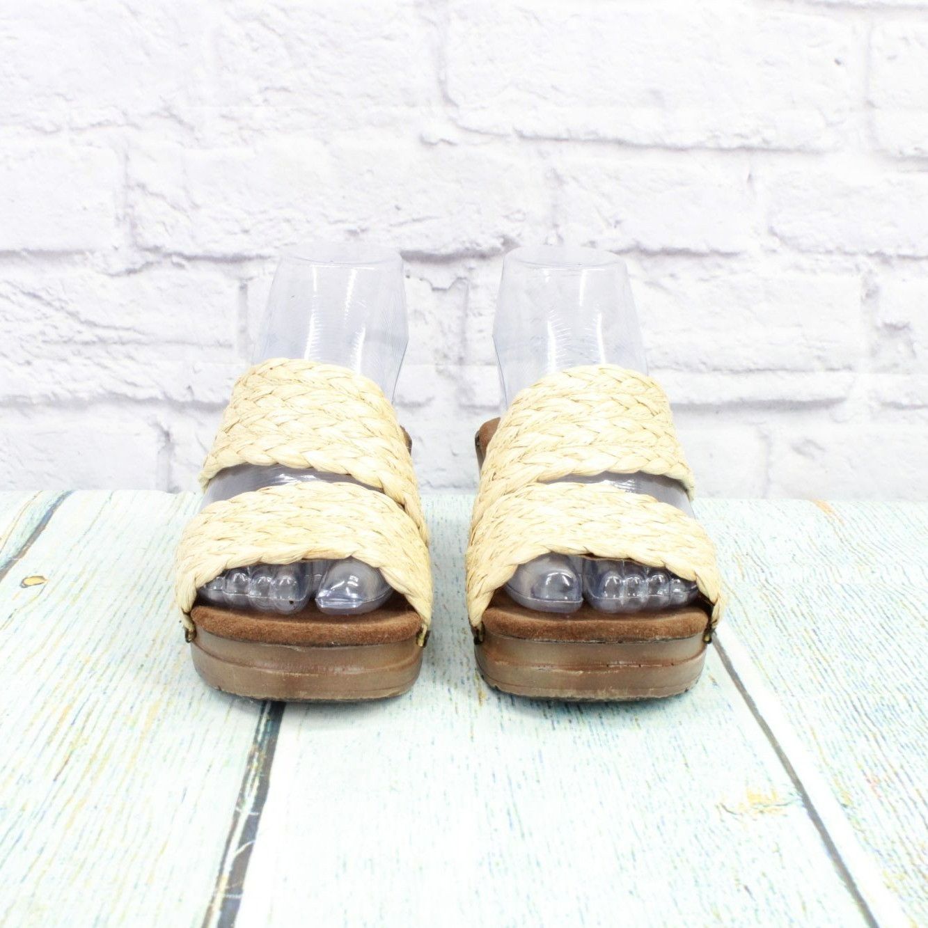 Other Sanita Cognac Braided Straw Raffia Wedge Sandals Size US 6 / IT 36 - 4 Thumbnail