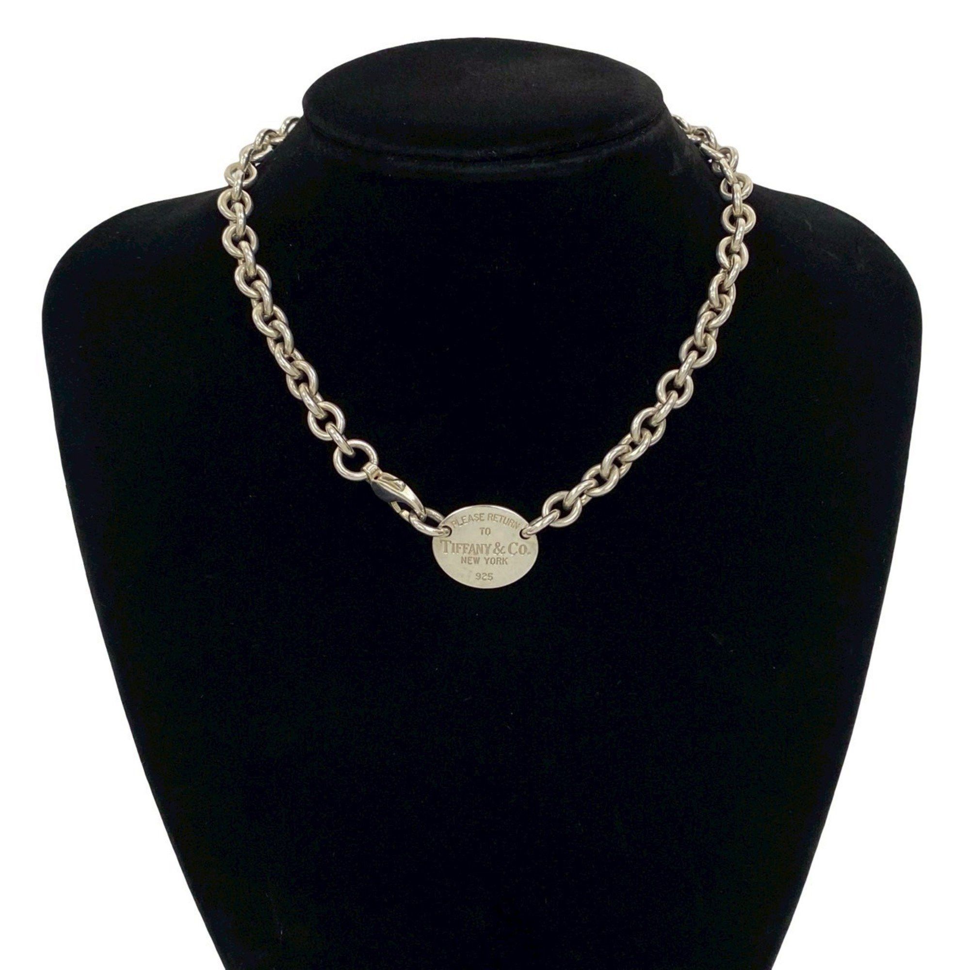 Tiffany & Co. TIFFANY & Co. Tiffany Return to Oval Necklace, 925 Sterling Silver, Chain Choker Pendant, 27518 Size ONE SIZE - 1 Thumbnail