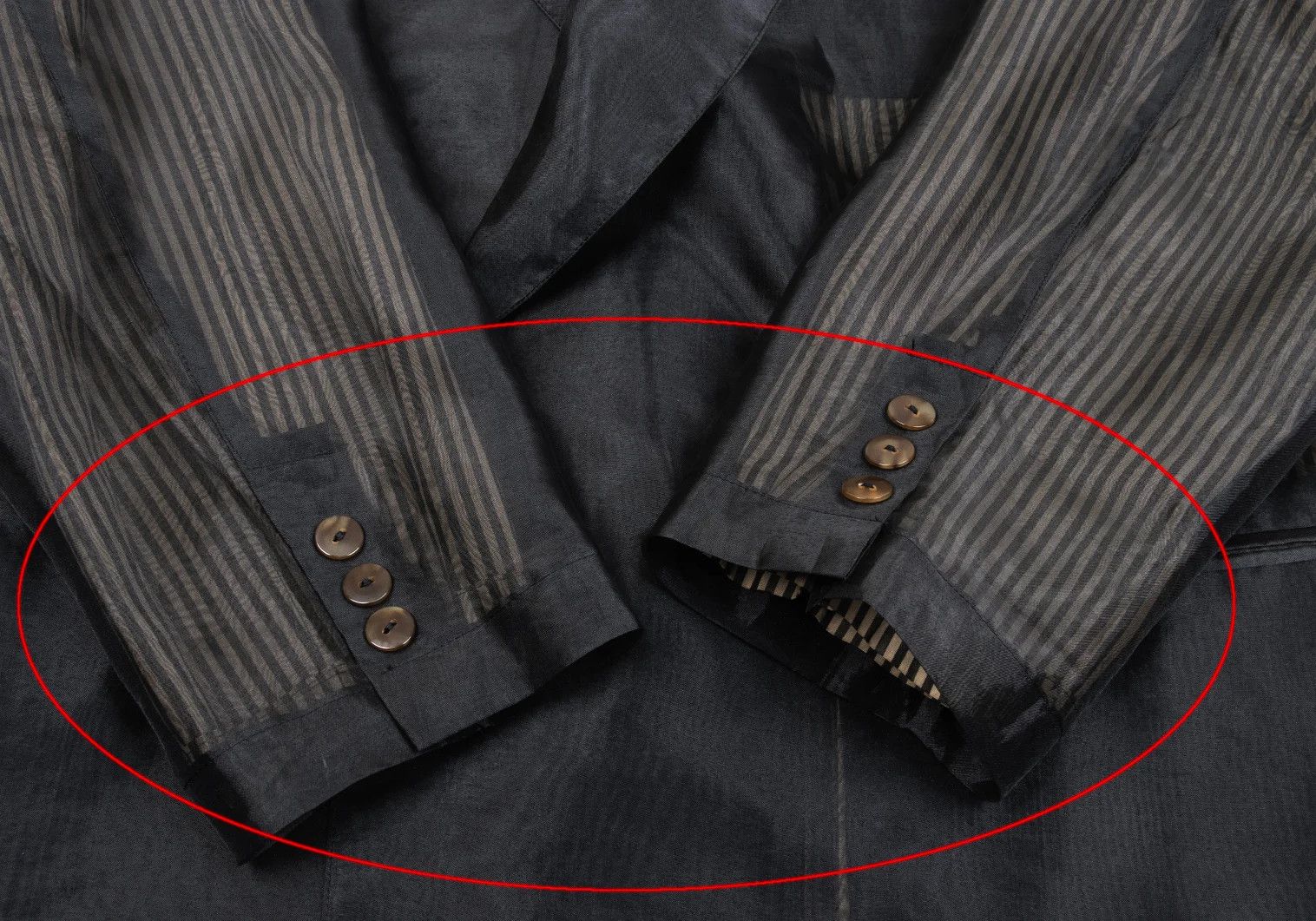 Jean Paul Gaultier Sheer Layered Stripe Jacket in Black and Beige, Size M Size US M / EU 48-50 / 2 - 7 Thumbnail