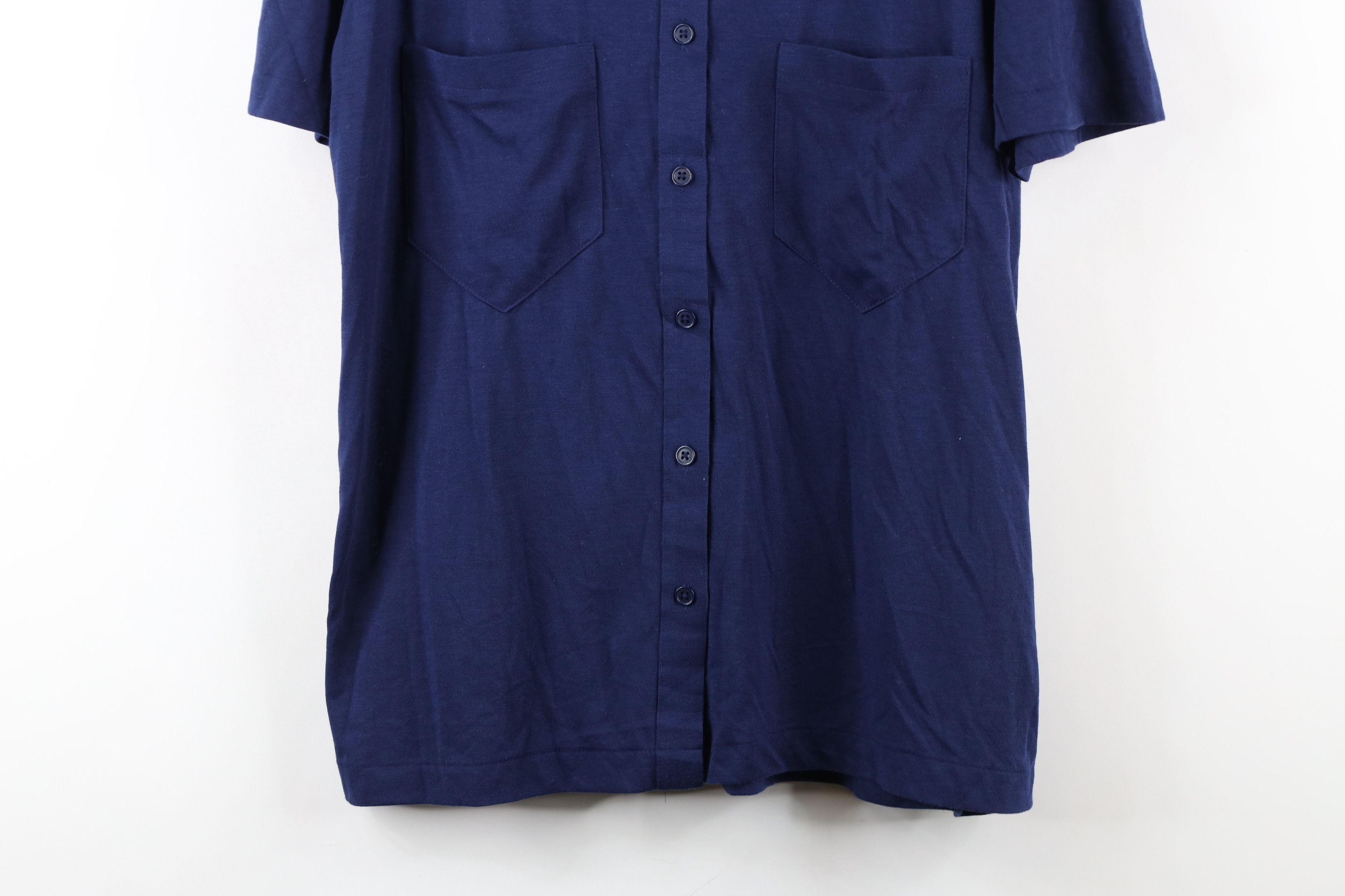 Vintage Vintage 70s Streetwear Blank Knit Short Sleeve Button Shirt Size L / US 10 / IT 46 - 3 Thumbnail