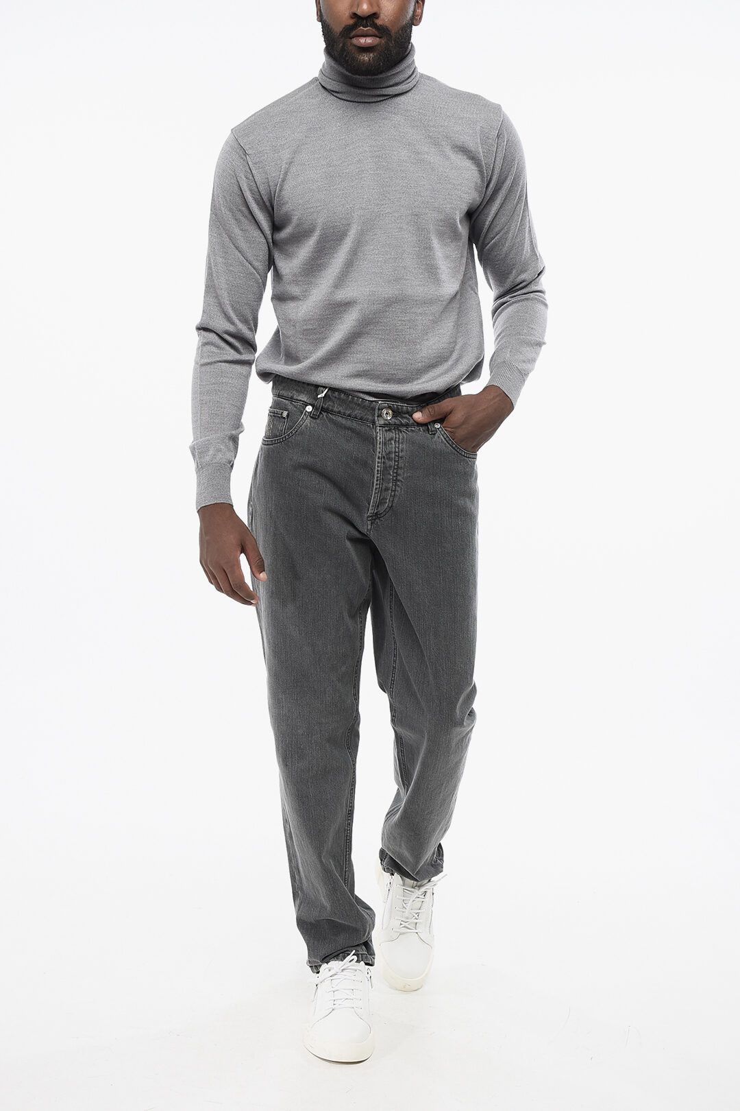 Brunello Cucinelli og1mm0725 Cotton Slim Fit Denim in Grey Size US 44 / EU 60 - 3 Thumbnail