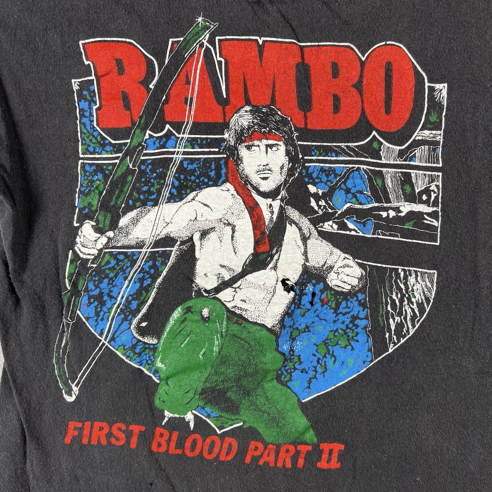 Vintage Vintage 1985 Rambo First Blood Part II Shirt Small Black Size US S / EU 44-46 / 1 - 8 Thumbnail