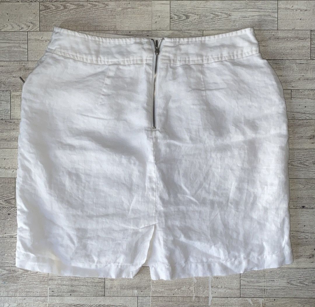 Willi Smith Willi Smith, White, Linen Blend, Mini/Midi Pencil Skirt Size 28" / US 6 / IT 42 - 3 Thumbnail