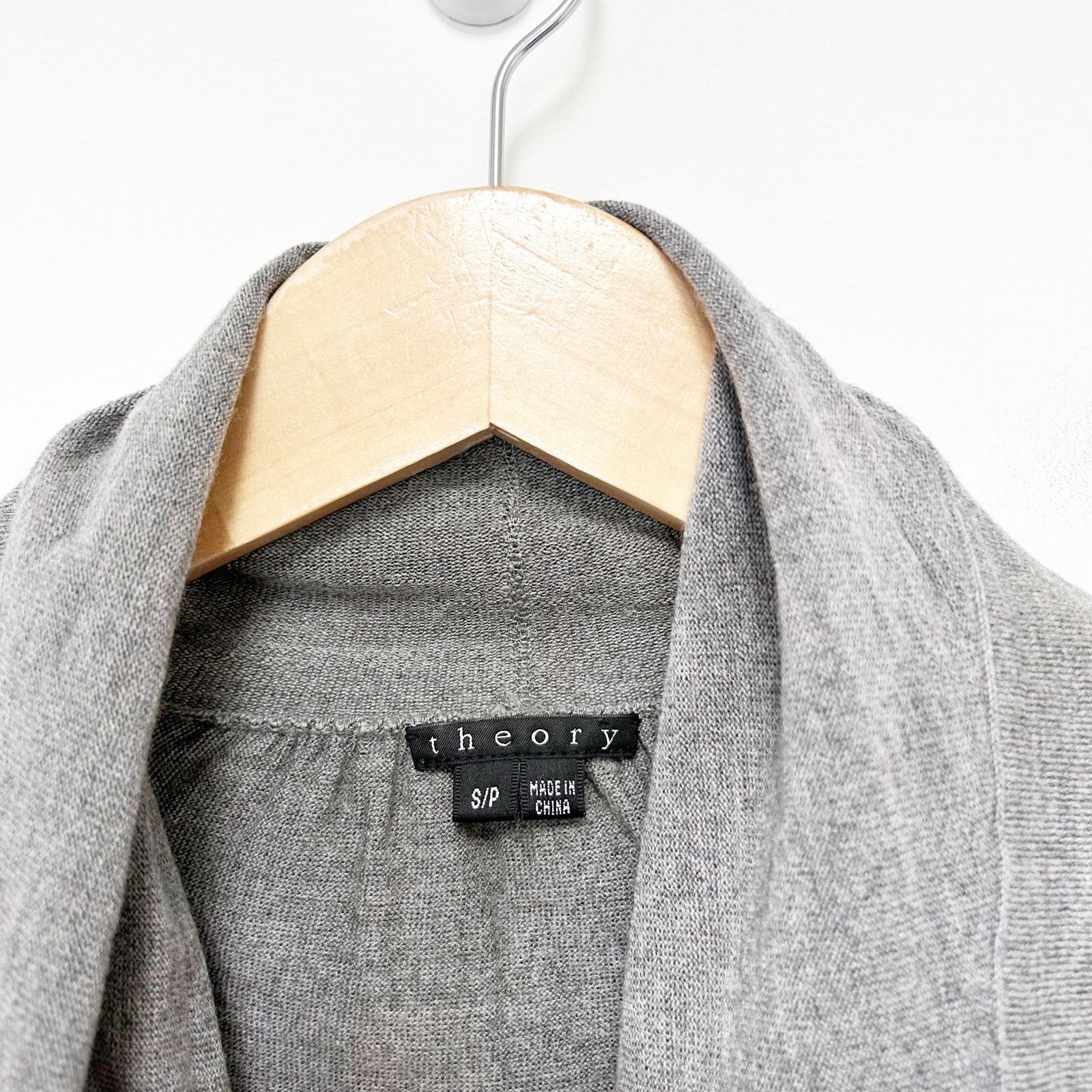 Theory Theory Gray Maritza B Steady Wool Open Front Cardigan Sz S Size S / US 4 / IT 40 - 2 Thumbnail