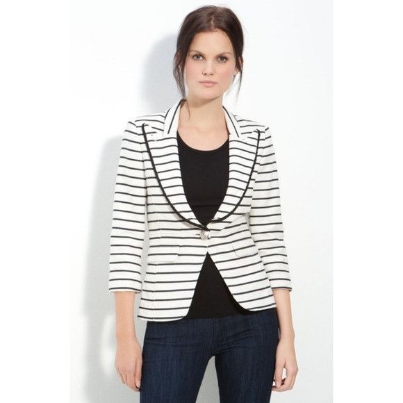 SMYTHE Smythe Linen White Black Striped Natural Fiber Preppy Nautic Size M / US 6-8 / IT 42-44 - 8 Thumbnail