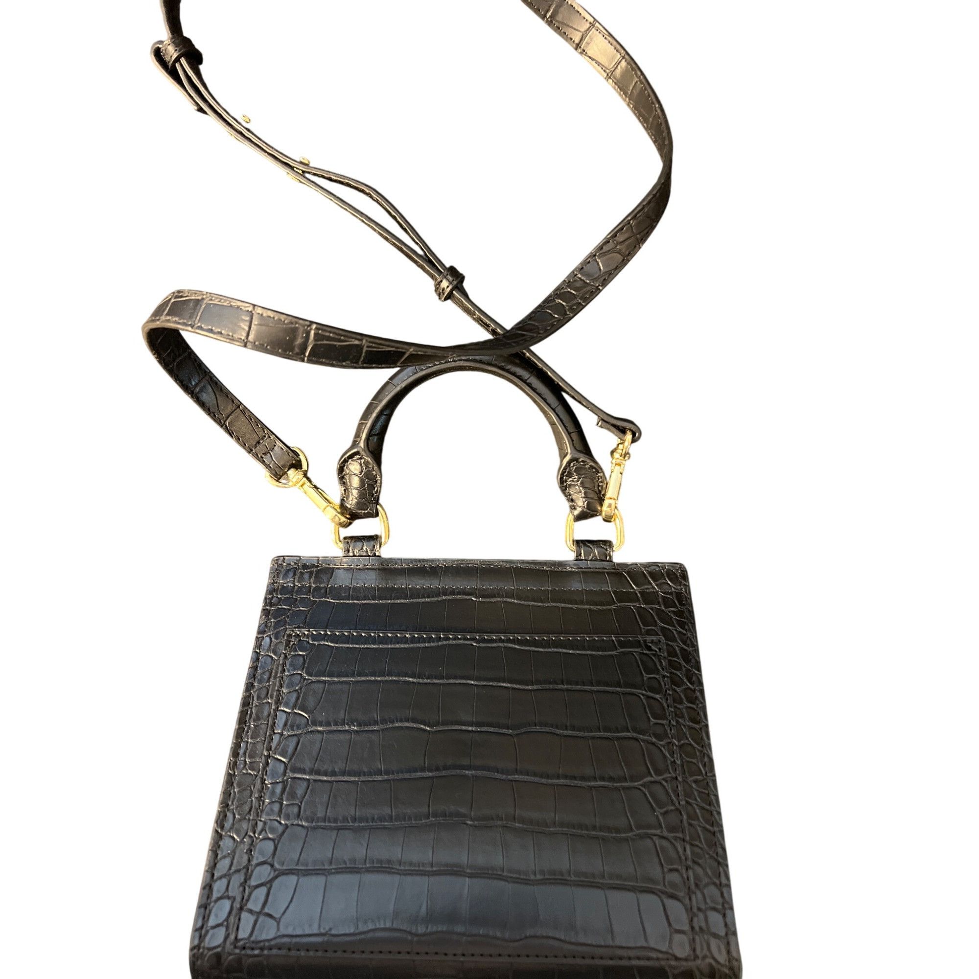 Other Modern Picnic Black Vegan Leather Lunch Bag Box Croc Embosse Size ONE SIZE - 5 Thumbnail