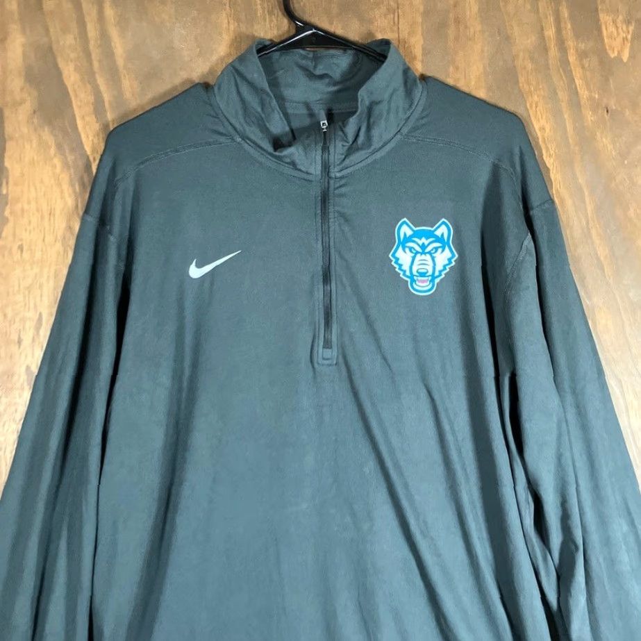 Nike VINTAGE Nike Mens Jacket Gray 1/4 Zip DriFit Performance Athletic Lightweight Stretch XL Track Jacket Mens Size US XL / EU 56 / 4 - 2 Thumbnail