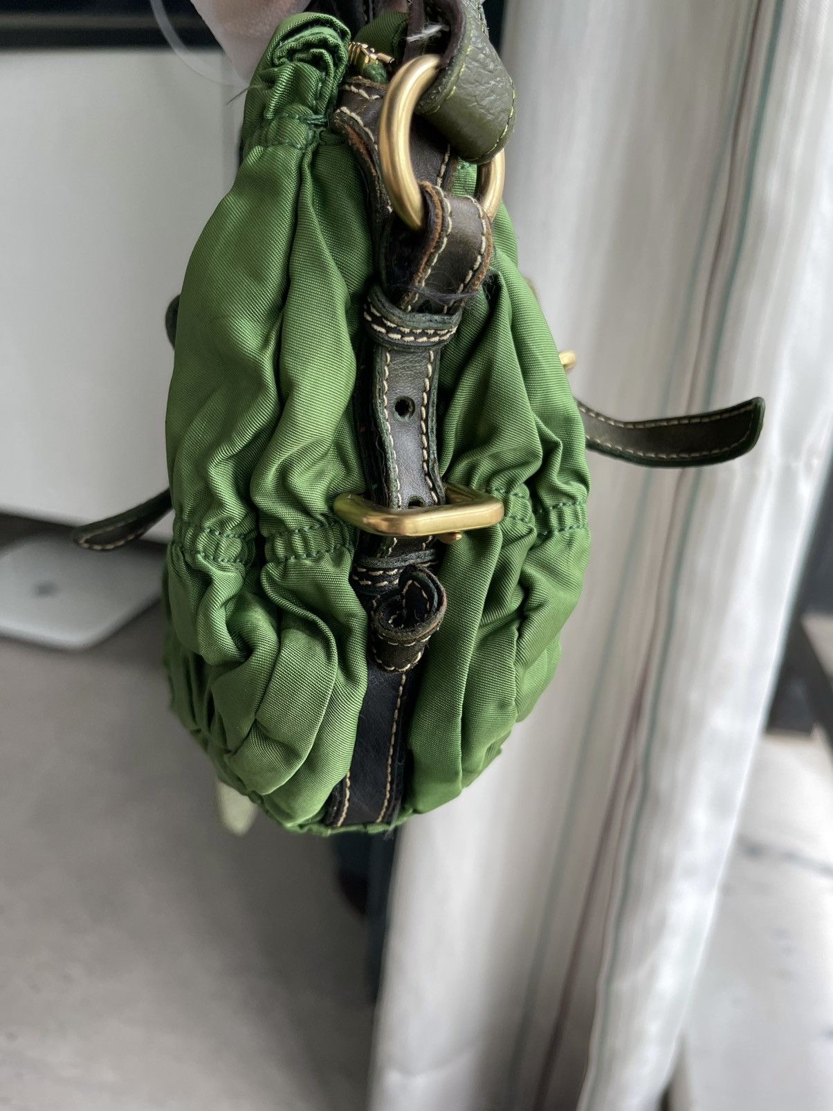 Prada Prada Ruched Nylon Handbag in Green Size ONE SIZE - 10 Thumbnail