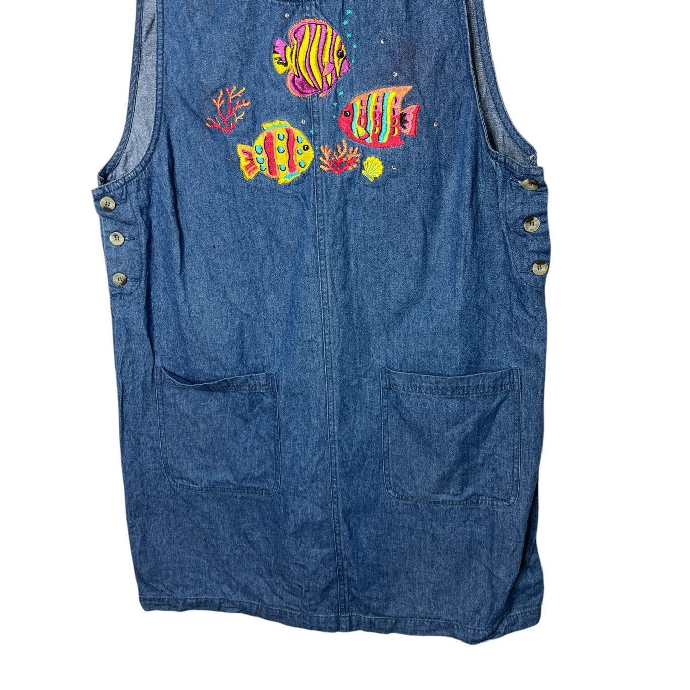 Other Vintage The Quaker Factory Denim Embroidered Fish Sleeveless Size L / US 10 / IT 46 - 3 Thumbnail