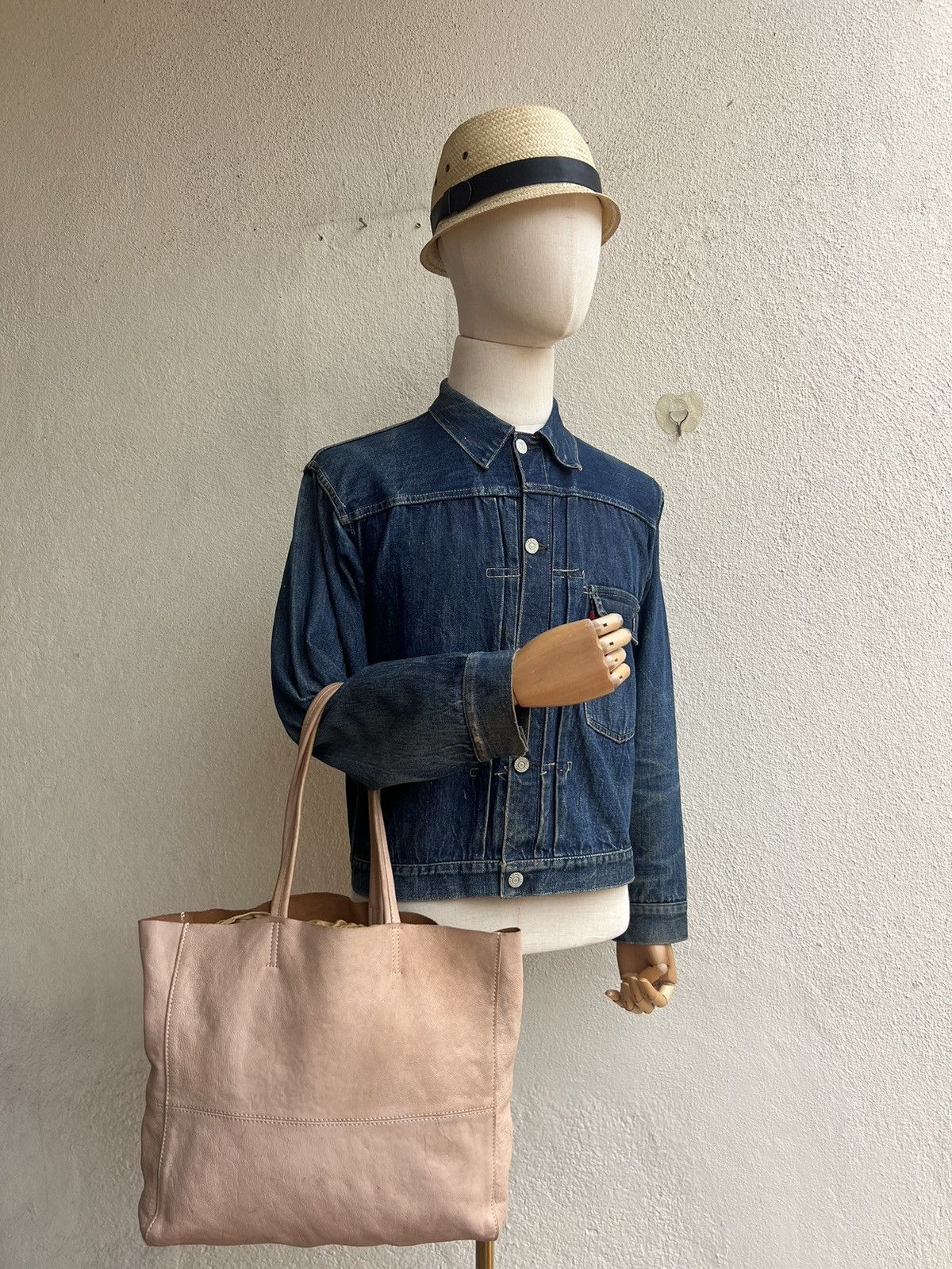 Japanese Brand × Leather Vintage CIMABUE Japan Fade Patina Leather Tote Bag Size ONE SIZE - 4 Thumbnail