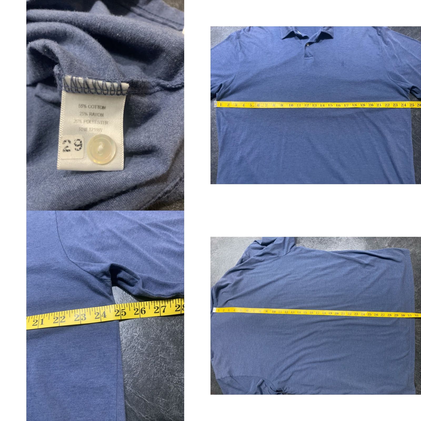 johnnie-O VINTAGE Johnnie-O Cotton Polo Embroidered Logo XL Blue Gray Striped Mens Short Sleeve Classic Golf Breathable Size US XL / EU 56 / 4 - 8 Thumbnail