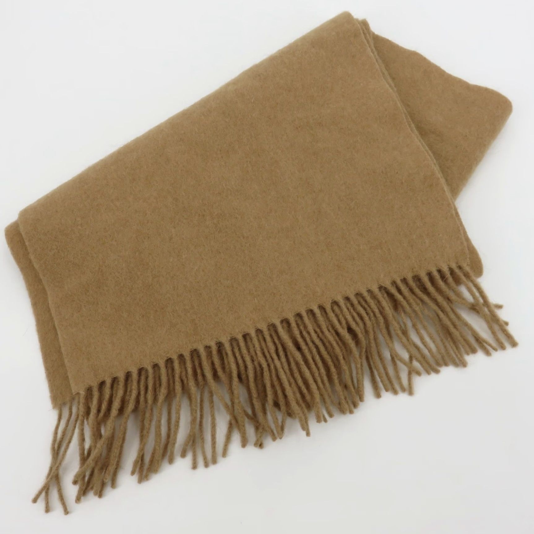 Lands' End VINTAGE Lands' End Scarf Rectangle Scarf Women Camel Hair Solid Tan Fringe Made in USA Brown 70" 11.25" Fringe Size ONE SIZE - 4 Thumbnail
