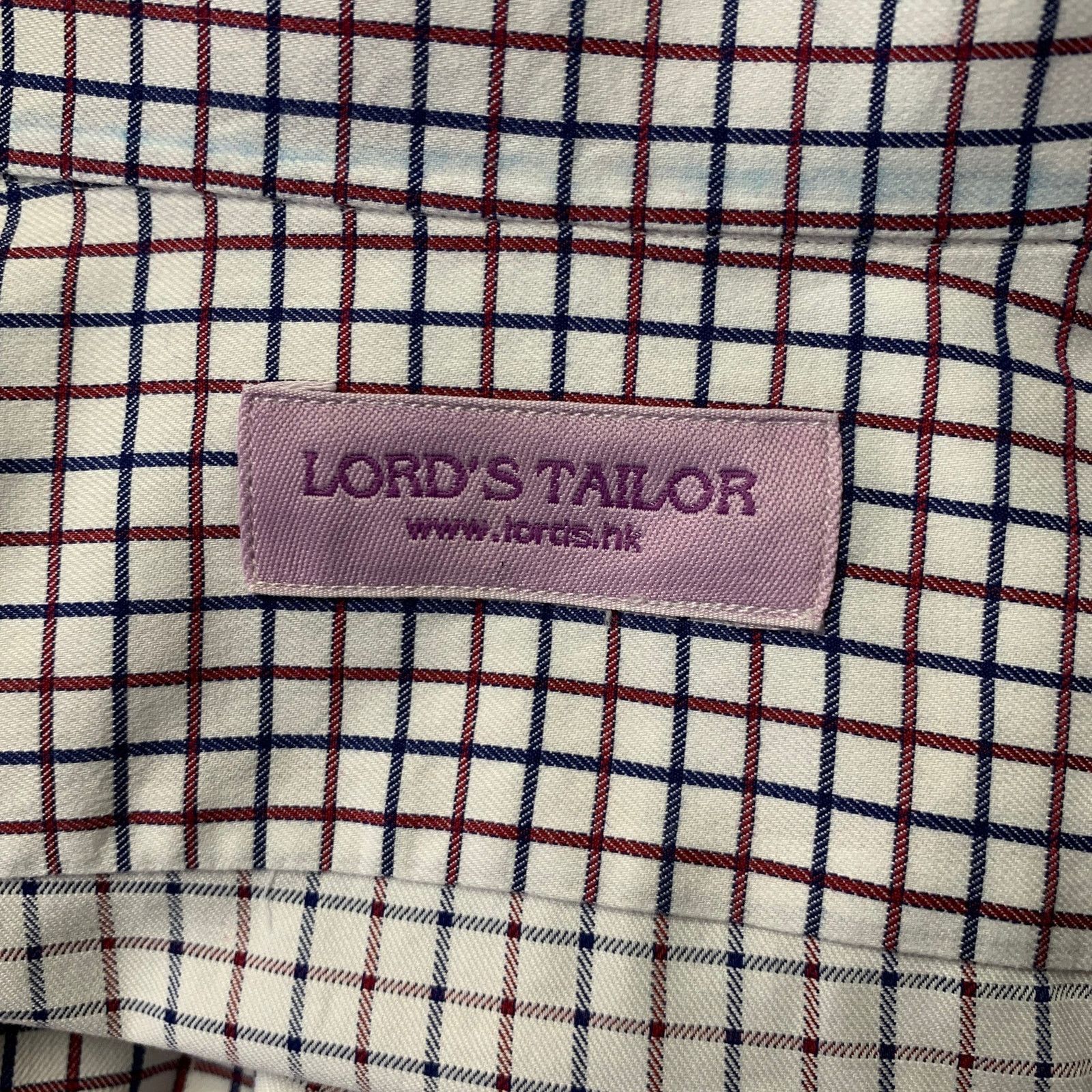 Lord & Taylor LORDS TAYLOR White Navy Red Check French Cuff LS Shirt Size US L / EU 52-54 / 3 - 5 Thumbnail