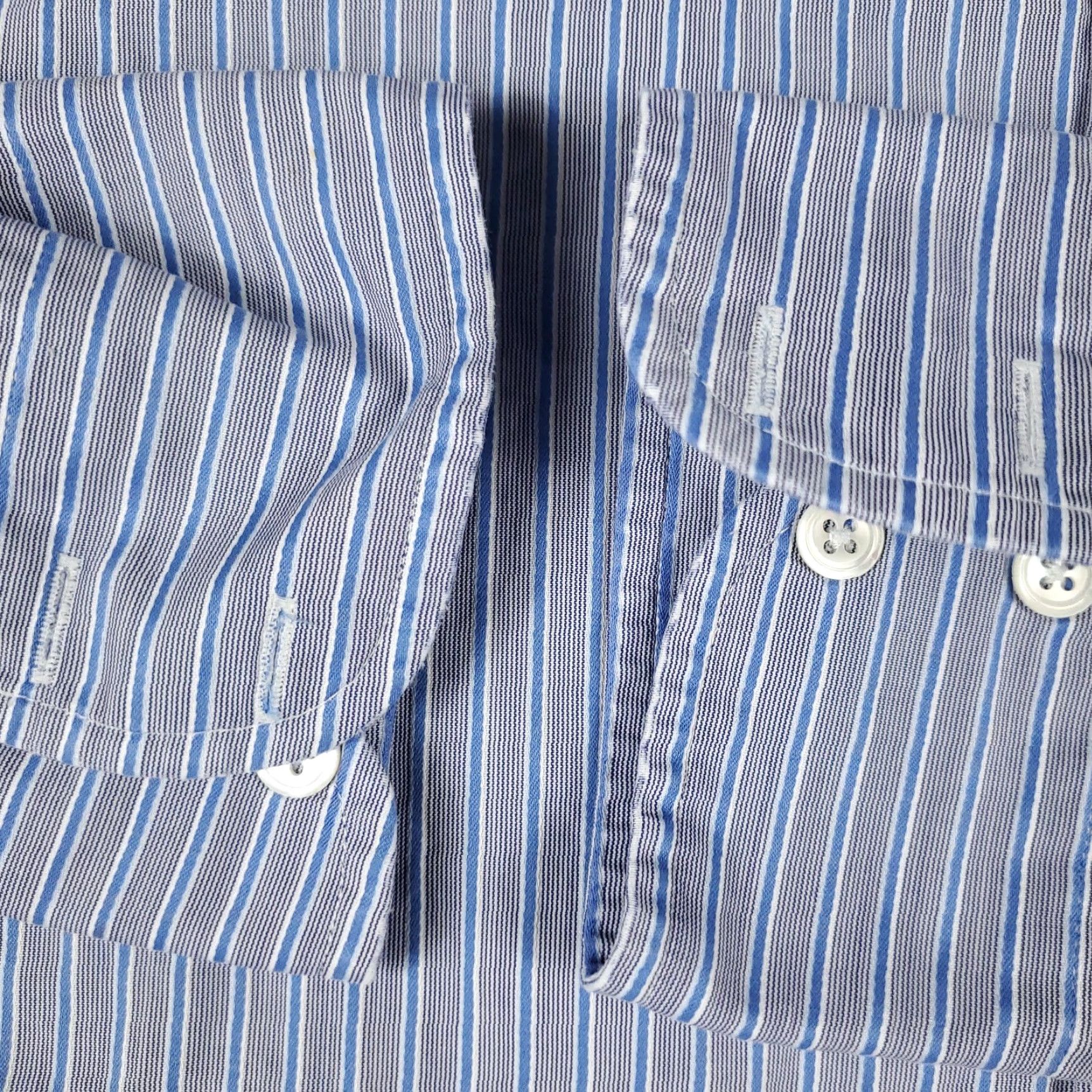Faconnable Façonnable Shirt Mens XL Blue Striped Button-Up Long Sleeve Collared Cotton Casual Dress Shirt Men XL Blue Striped Modern Preppy Size US XL / EU 56 / 4 - 3 Thumbnail