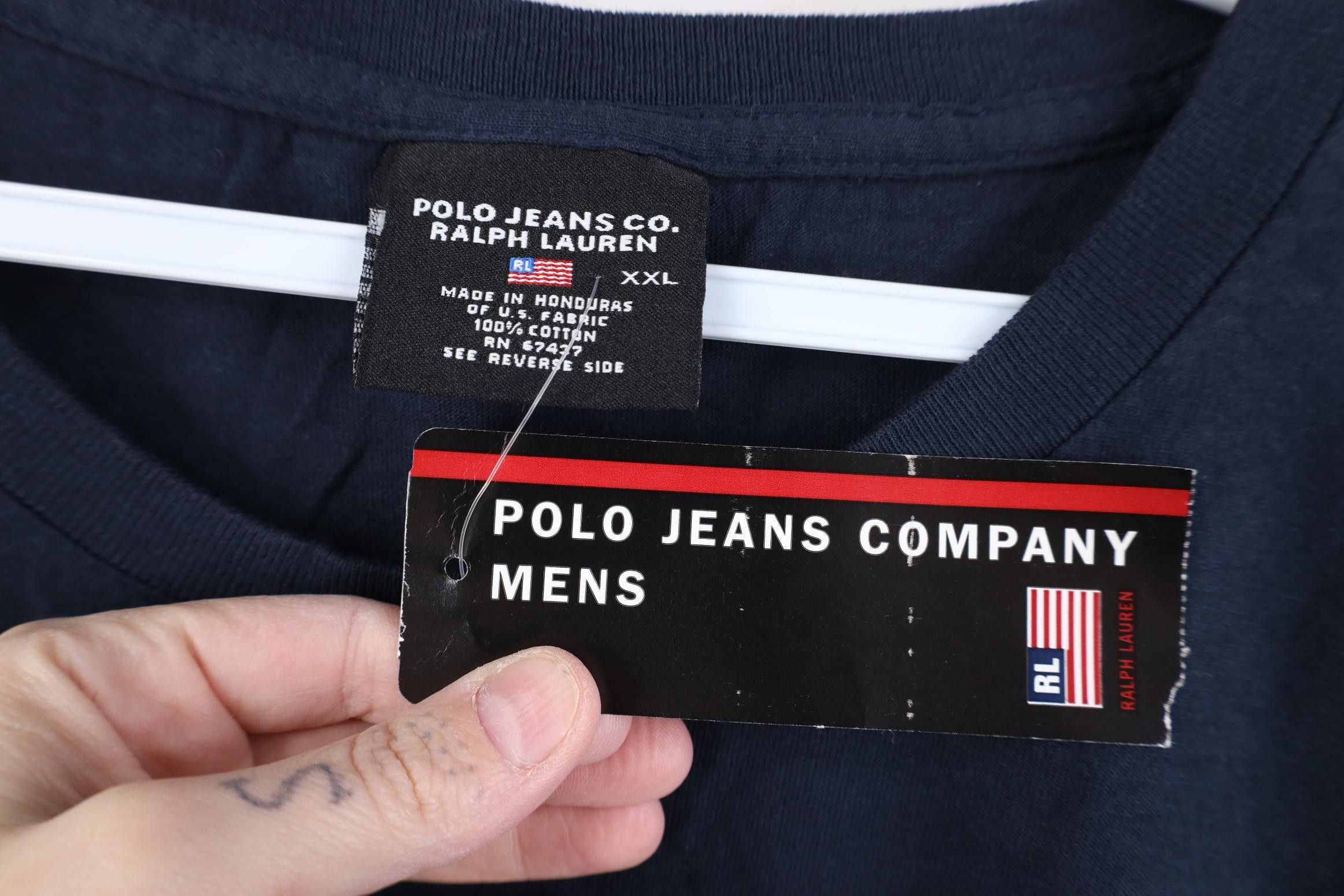 Polo Ralph Lauren Deadstock Vintage 90s Ralph Lauren Monogram T-Shirt Blue Size US XXL / EU 58 / 5 - 4 Thumbnail
