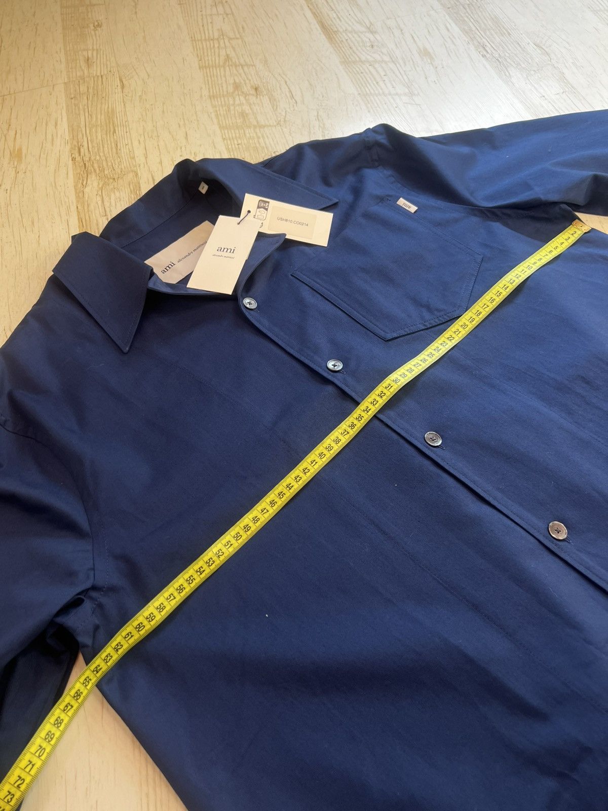 AMI Ami Oversized Cotton Shirt Dark Navy Pocket Unisex Size M Size US M / EU 48-50 / 2 - 13 Thumbnail