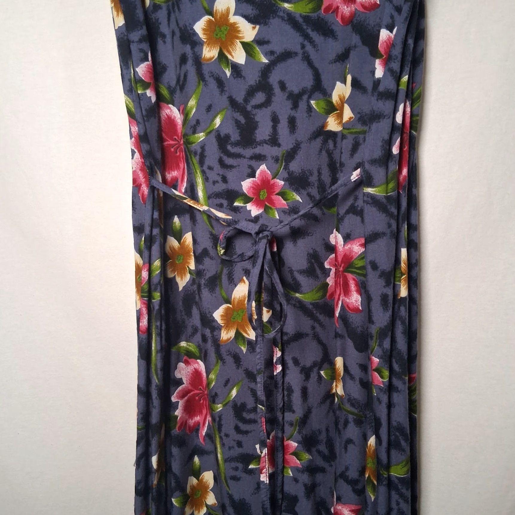 Vintage VINTAGE Jane Ashley Dress Sundress PM Blue Floral 90s Tropical Hibiscus Plumeria Rayon Long Women Ladies Size M / US 6-8 / IT 42-44 - 7 Thumbnail