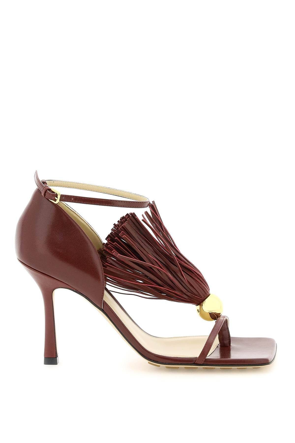 image of Bottega Veneta Nappa Leather Stretch Sandals Size Eu 40 For Women in Red