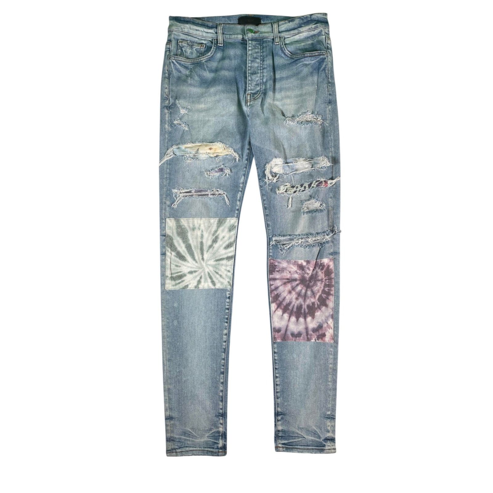 Amiri Amiri Tie Dye Multi Patchwork Light Wash Jeans Size US 34 / EU 50 - 1 Thumbnail