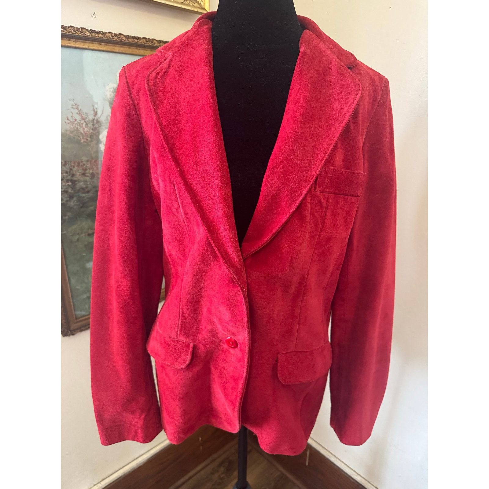 Other Vintage Split End Ltd Red Suede Blazer Jacket Size 14 Size XL / US 12-14 / IT 48-50 - 1 Thumbnail