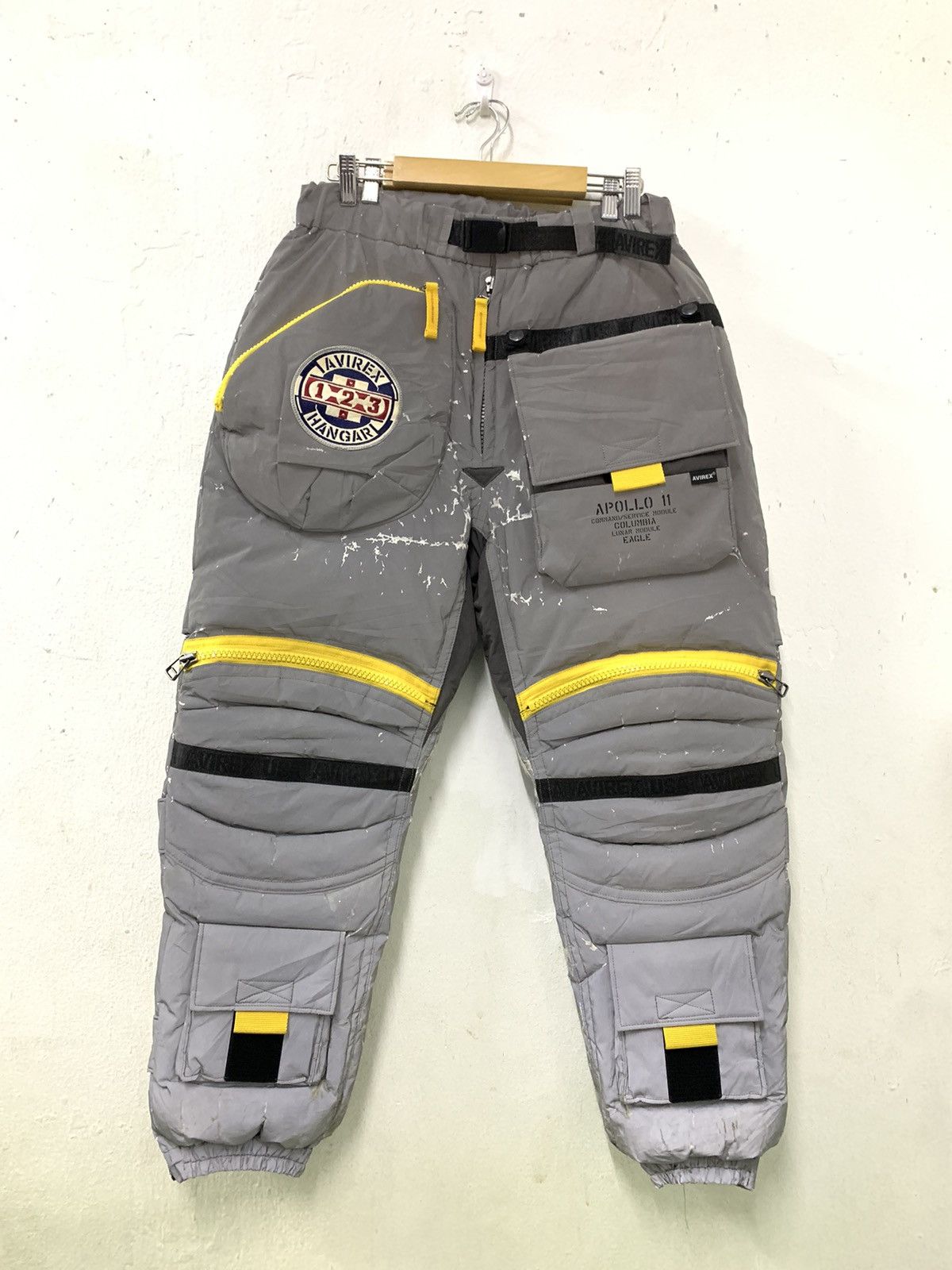 Apollo × Avirex Avirex Hangar Apollo 11 Puffer Pants Distressed Reflective  | Grailed