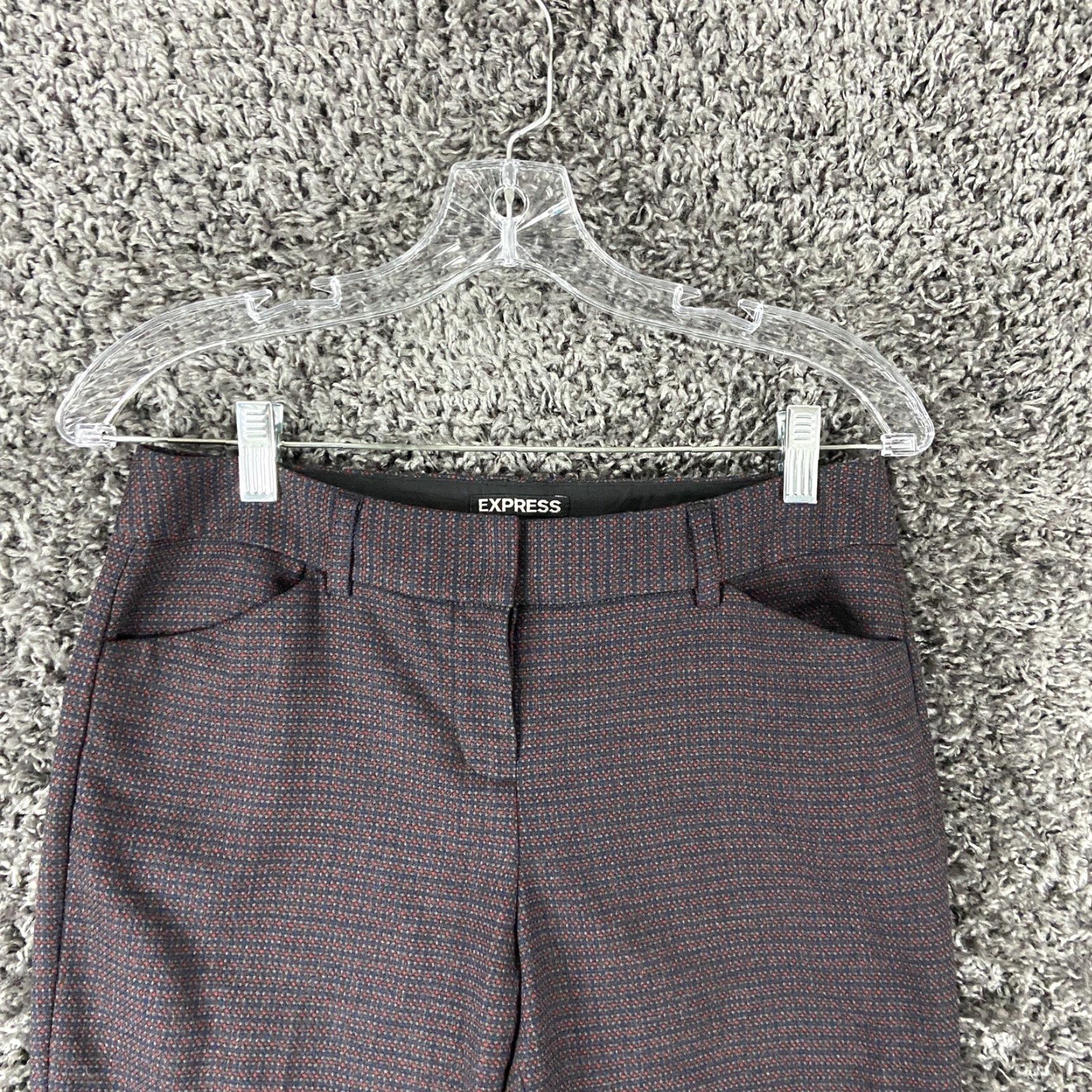 Express EXPRESS Editor Blue Red Tweed Dress Pants Ankle Women’s 2 R Size 26" / US 2 / IT 38 - 4 Thumbnail