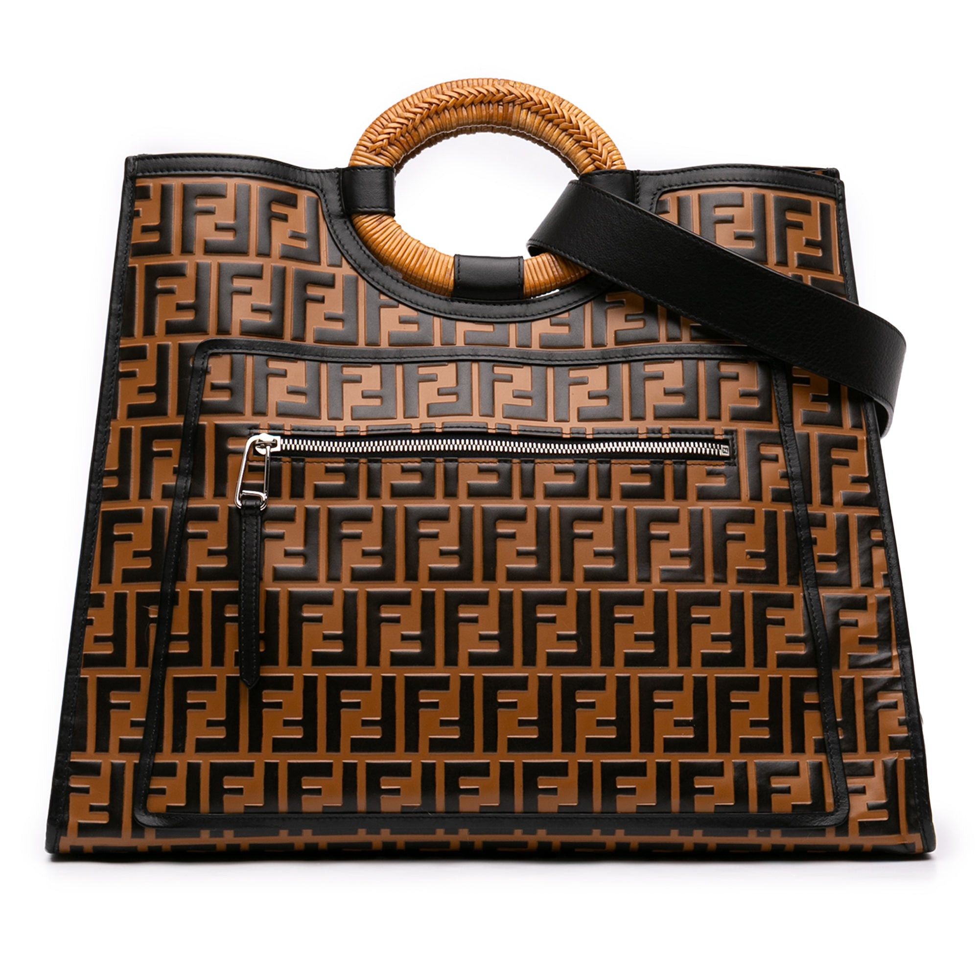 Fendi Large Zucca Embossed Leather Runaway Shopper Satchel Size ONE SIZE - 1 Thumbnail