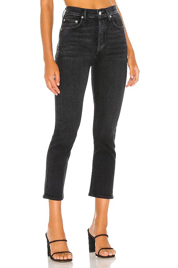 Agolde Agolde Riley High Rise Straight Crop - Black Pepper Size 23" - 1 Thumbnail