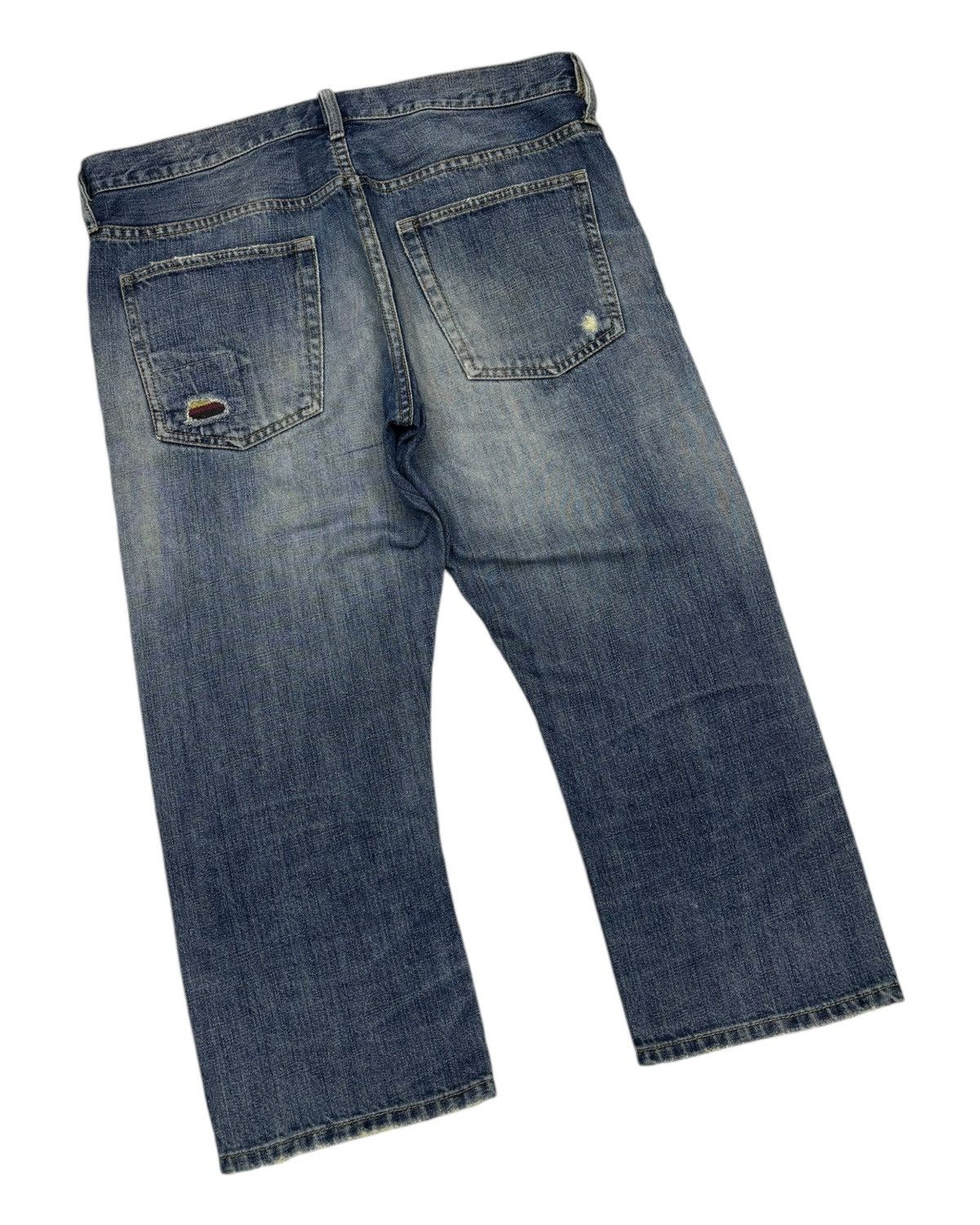 Japanese Brand PATCHWORK BACK NUMBER DISTRESSED DENIM JORTS DENIM Size US 34 / EU 50 - 4 Thumbnail