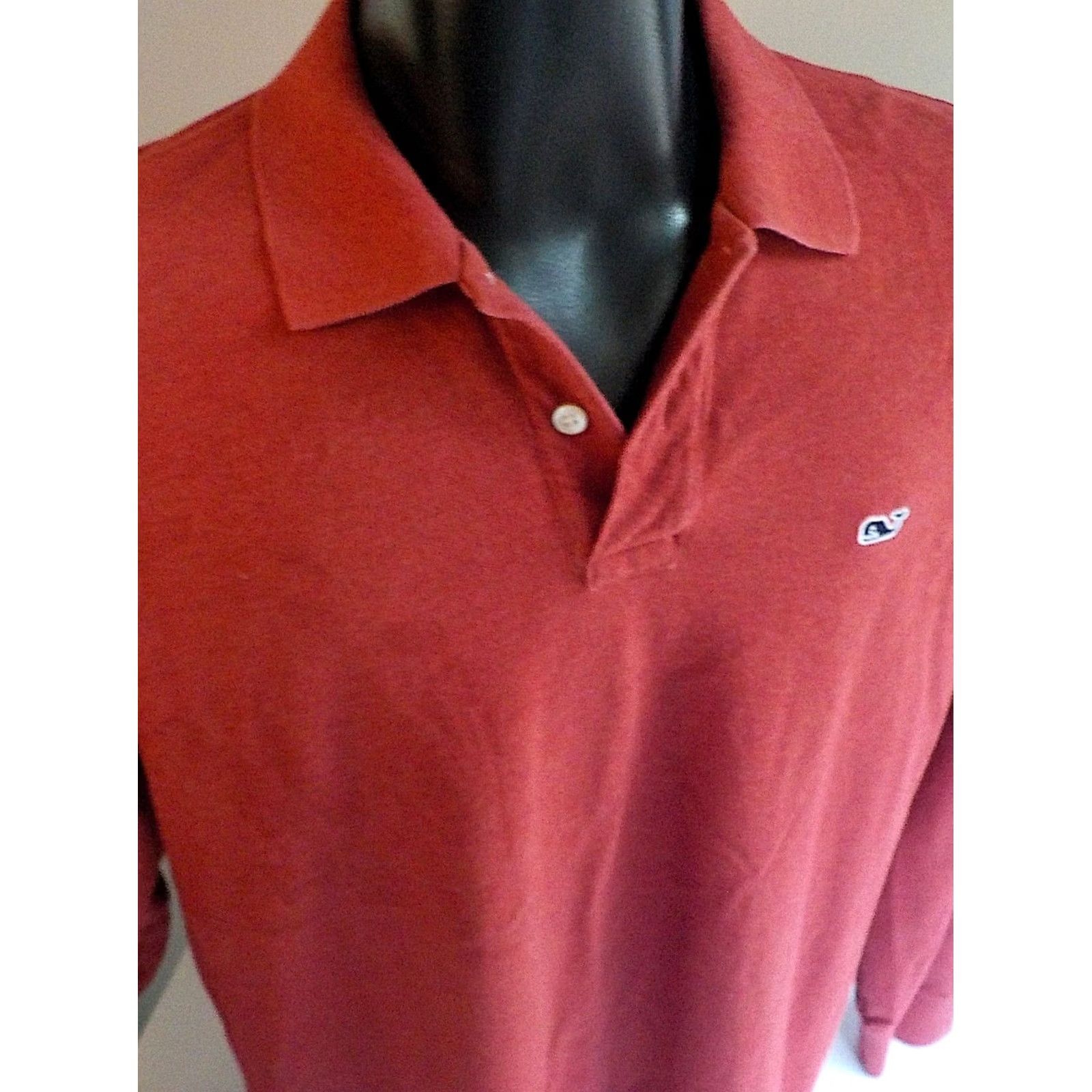 Vineyard Vines VINEYARD VINES Polo Shirt Red MEDIUM Long Sleeve 100% Cotton Size US M / EU 48-50 / 2 - 2 Thumbnail