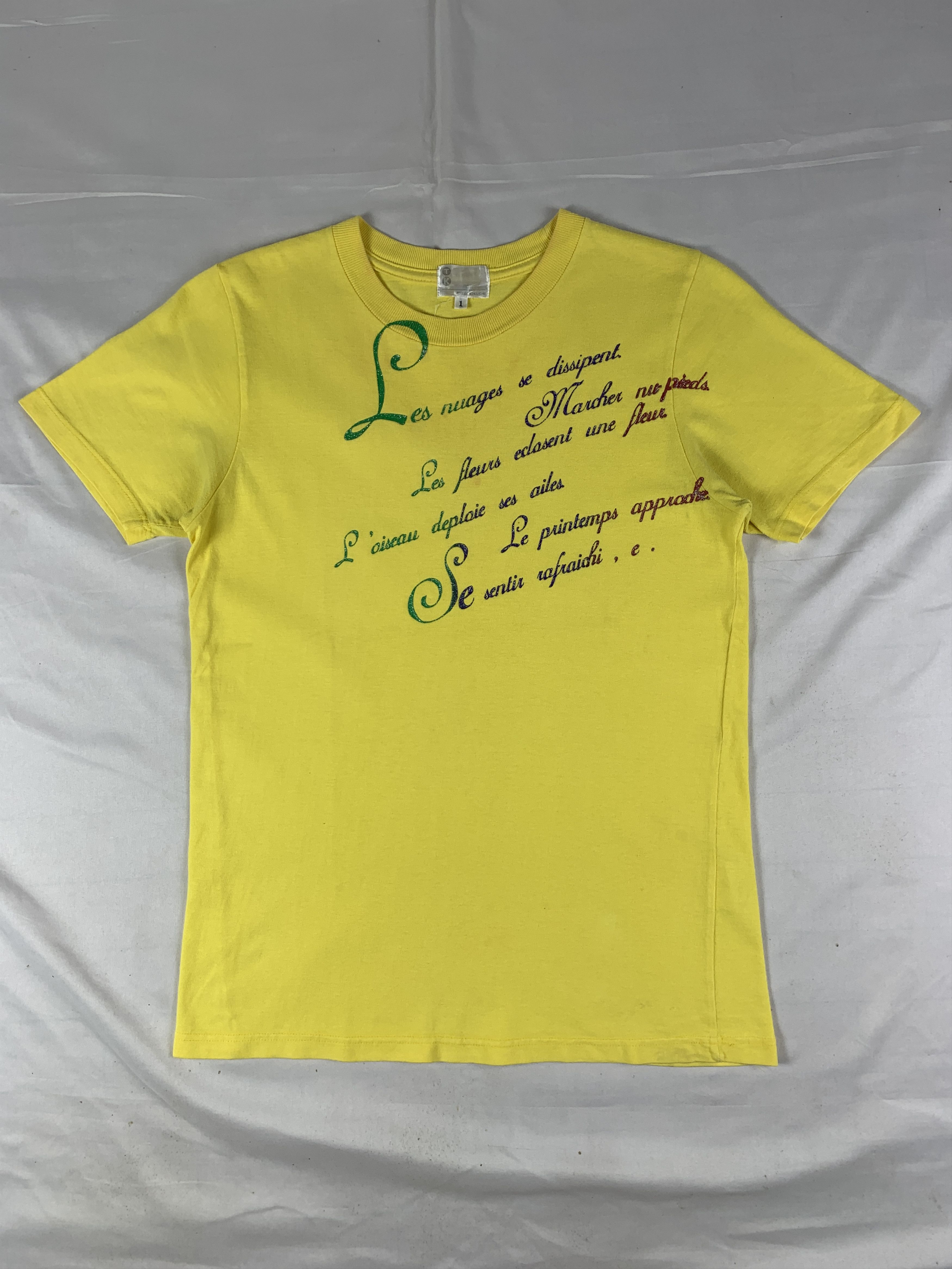 Takeo Kikuchi 2000s Takeo Kikuchi Yellow Poem Tee (M) Size M / US 6-8 / IT 42-44 - 1 Thumbnail