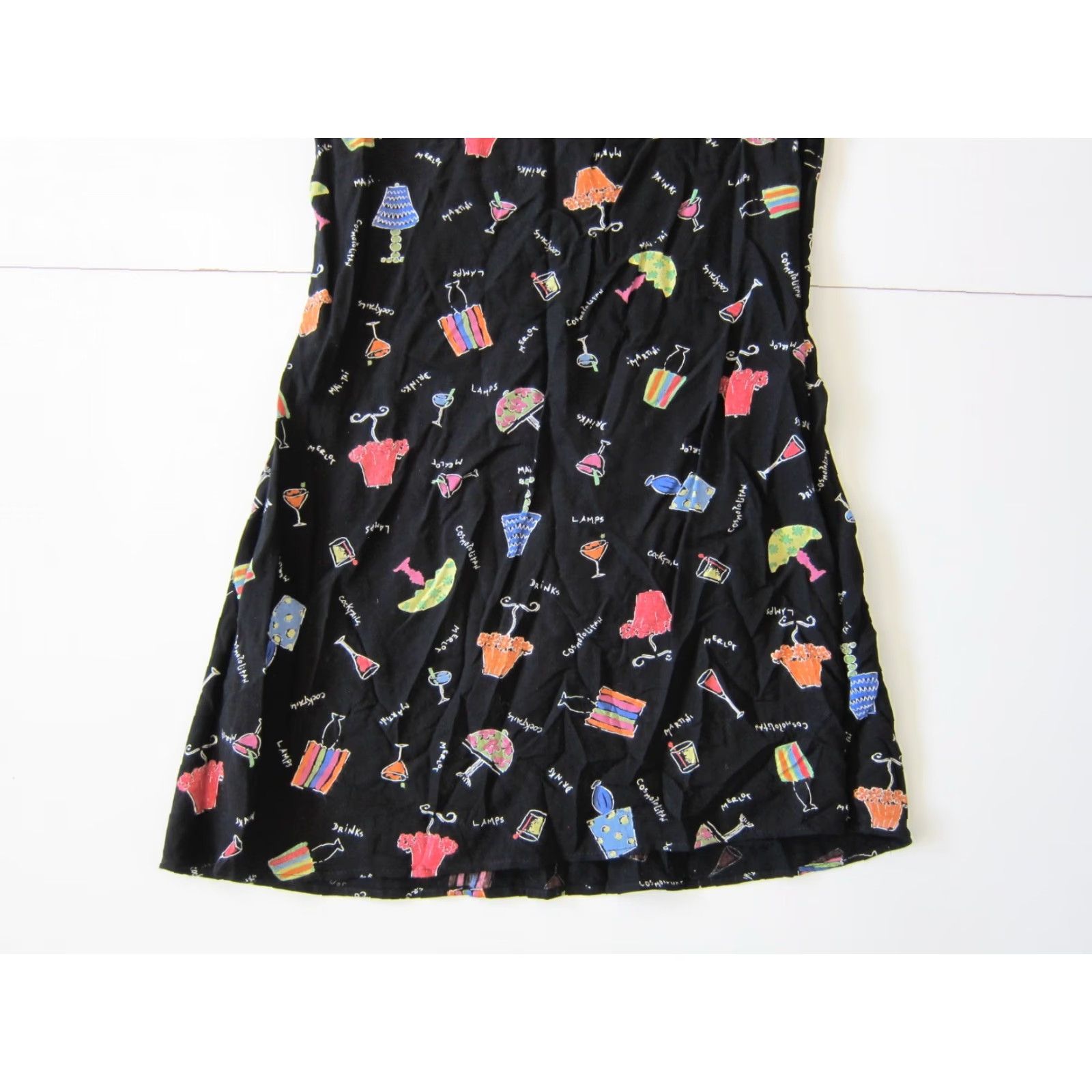 Lee VINTAGE Alexandra Lee 100% Rayon Cocktails Black Shift Tank Sun Dress Size 8 Size L / US 10 / IT 46 - 5 Thumbnail