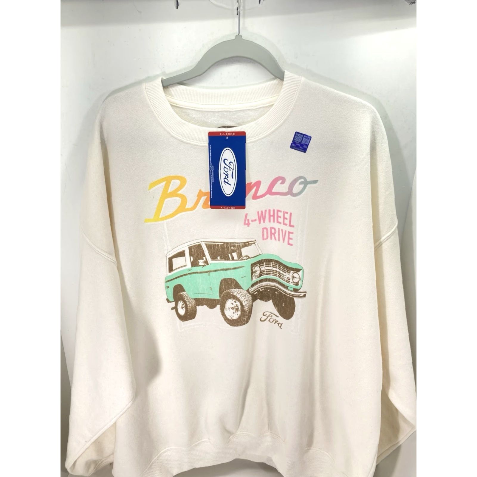 Ford VINTAGE Ford Bronco Sweatshirt Women XL Ivory Crew Neck Long Sleeve Pullover NWT Size XL / US 12-14 / IT 48-50 - 2 Thumbnail
