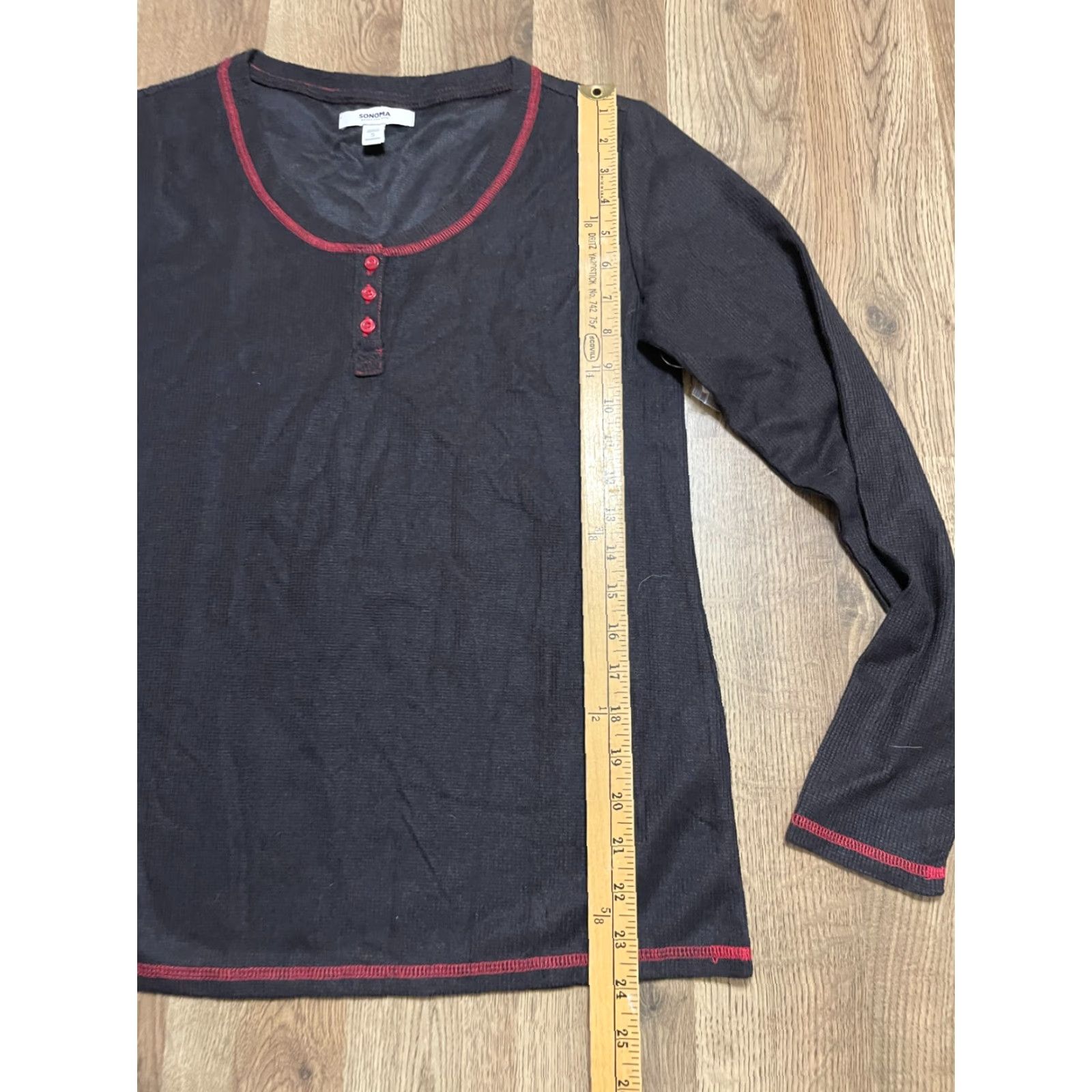 Vintage Sonoma Shirt Women's Small Black Red Long Sleeve 1/4 Button Pullover Casual Size S / US 4 / IT 40 - 7 Thumbnail