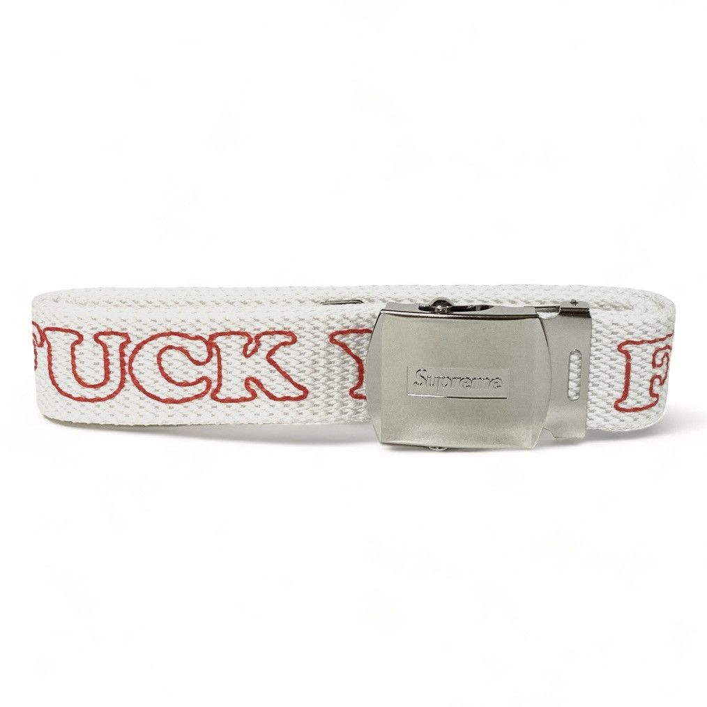 Supreme SUPREME × HYSTERIC GLAMOUR Fuck You Belt White Cotton | Grailed