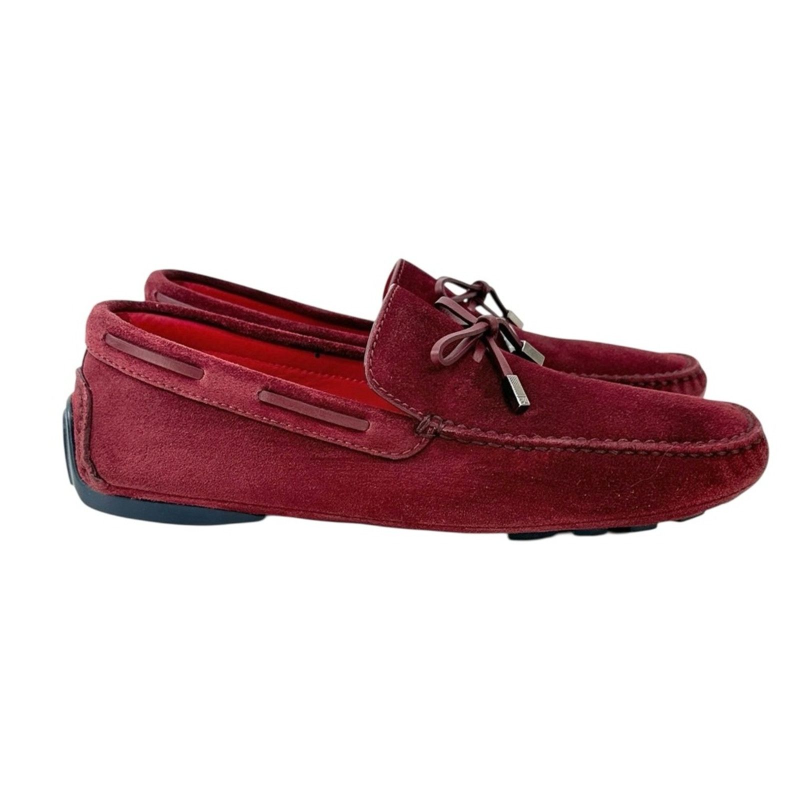 Ermenegildo Zegna Burgundy Red Suede Leather Driving Shoes Loafers Size US 8 / EU 41 - 2 Thumbnail